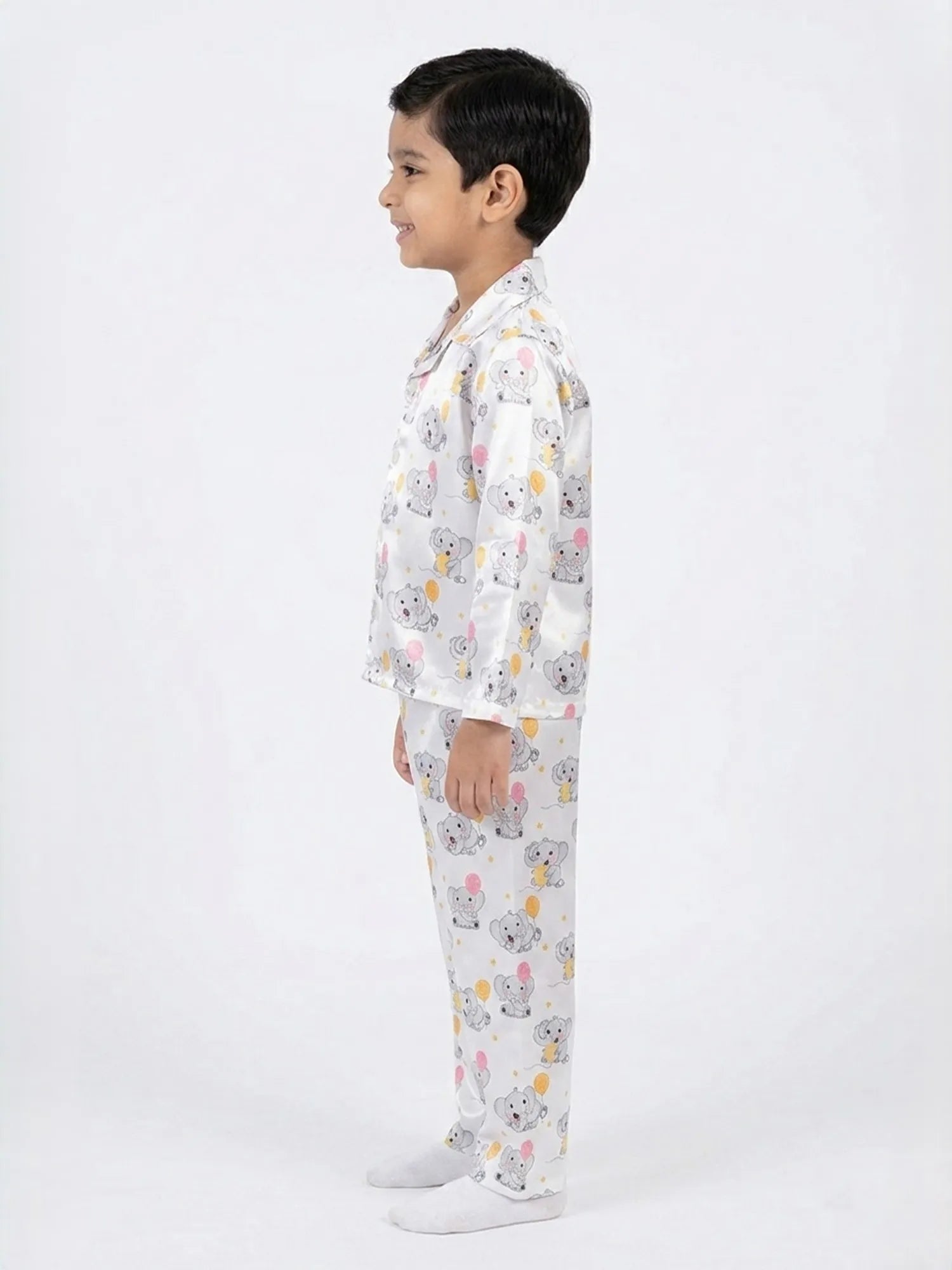 Kids' Satin Elephant & Balloon Print Night Suit