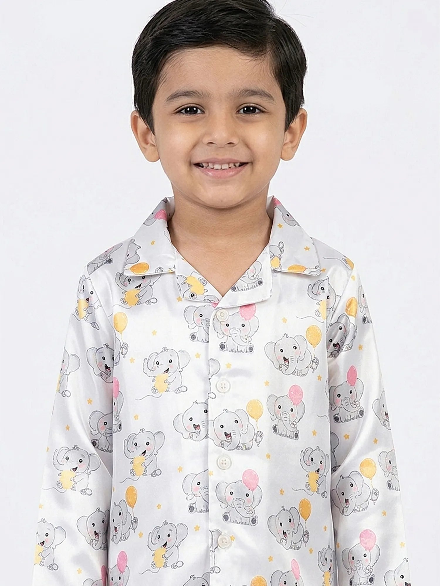 Kids' Satin Elephant & Balloon Print Night Suit