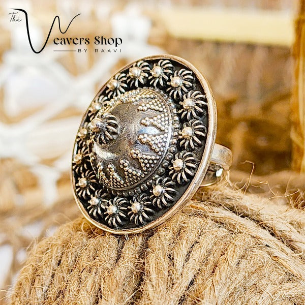 Janki Cocktail Real Silver Ring