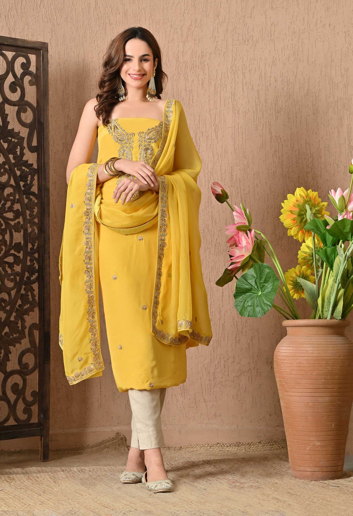 Party Wear Yellow Suits Salwar 