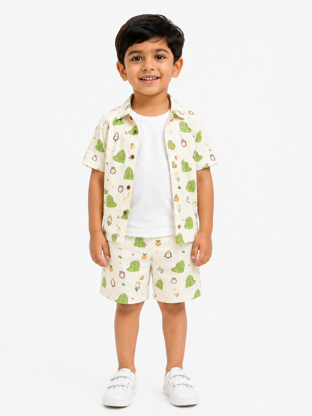 Boys' Playful Dinosaur Print Poly-Knit Baba Suit