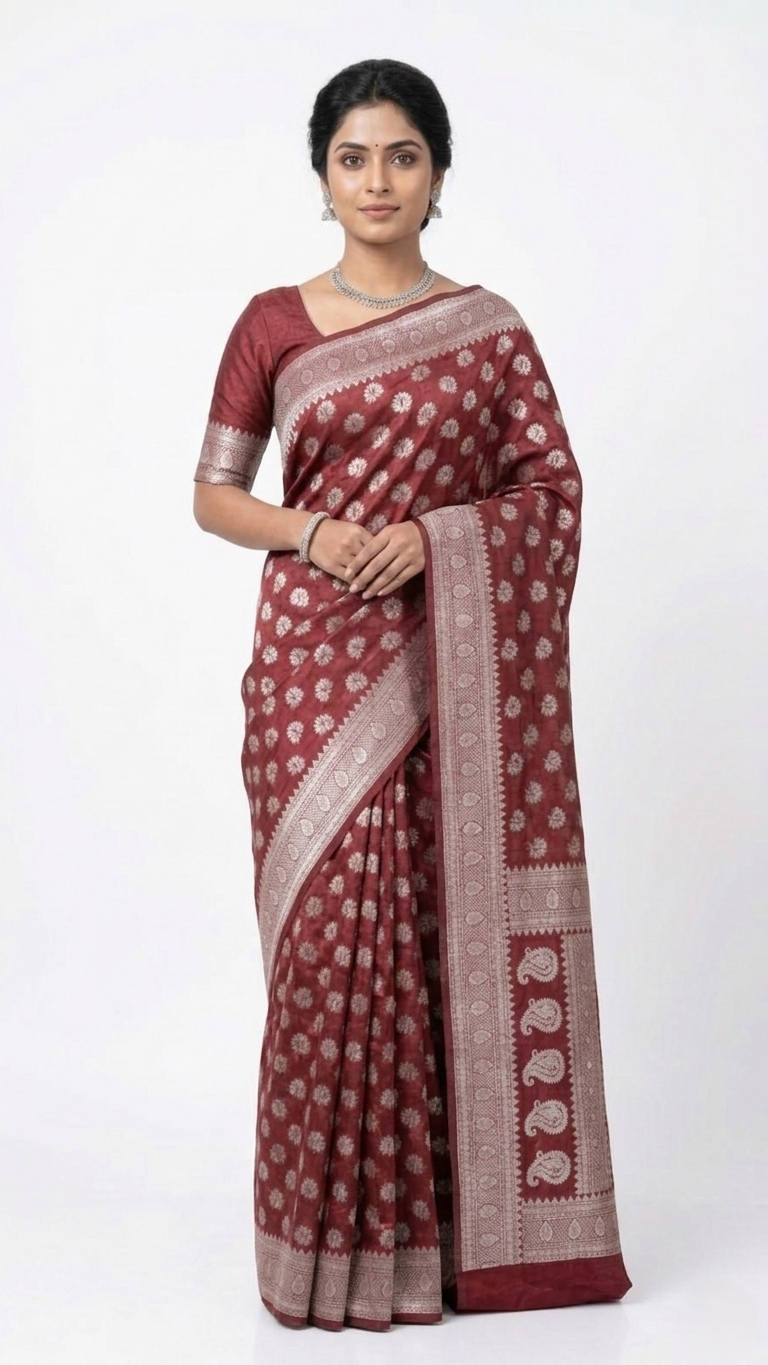 Maroon Woven Design Zari Banarasi Saree