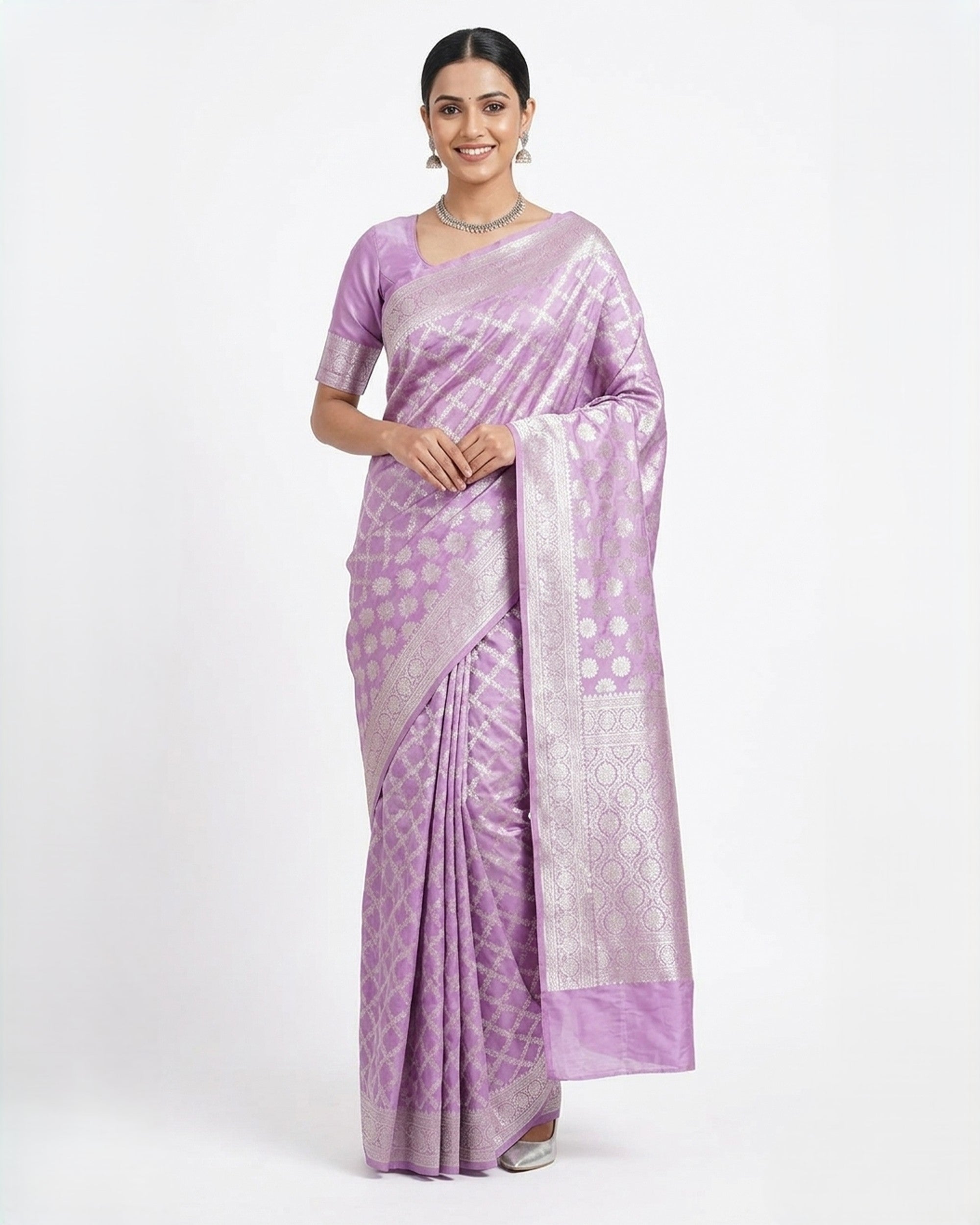 Lavender Woven Design Zari Banarasi Saree
