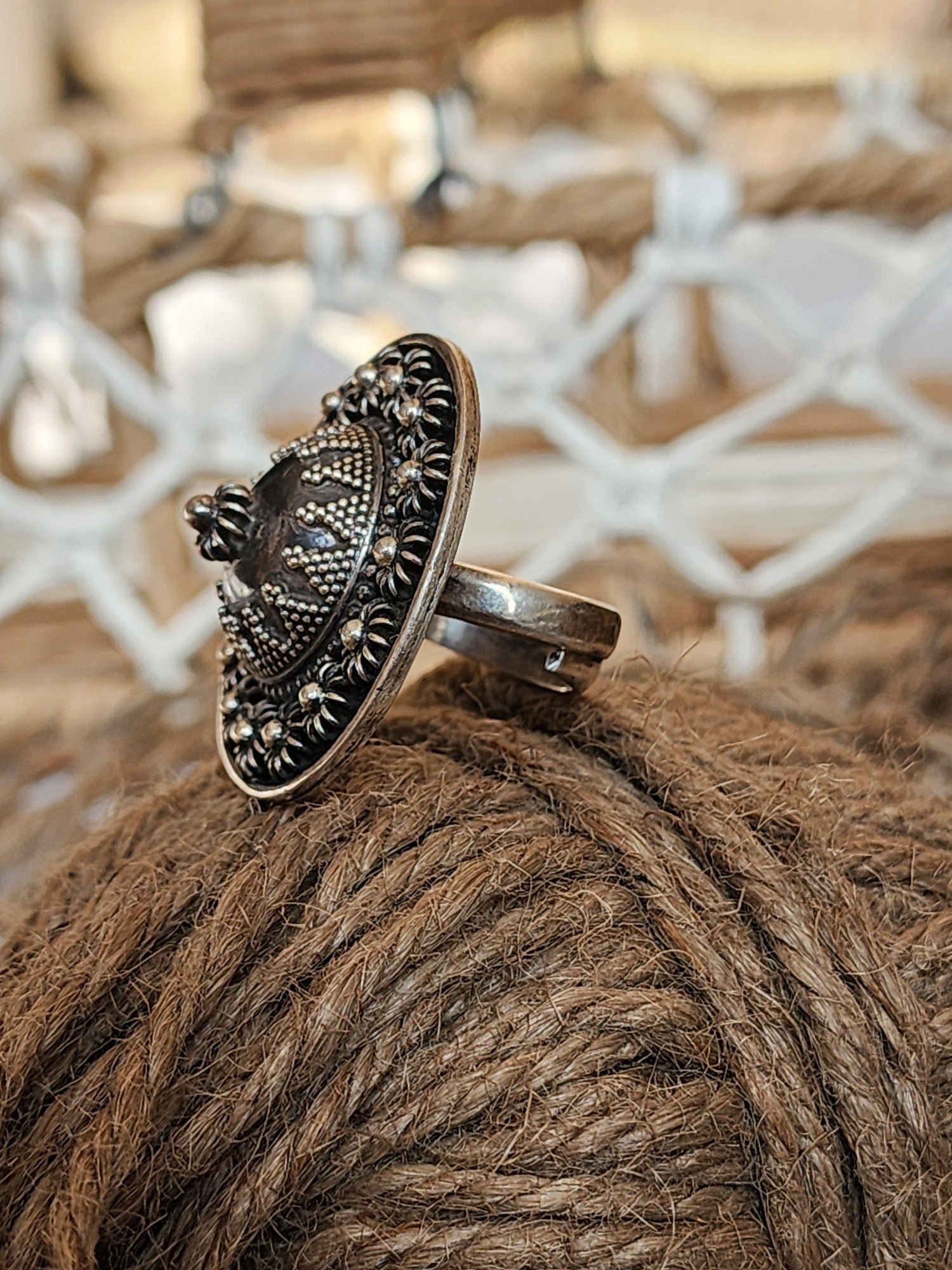 Janki Cocktail Real Silver Ring