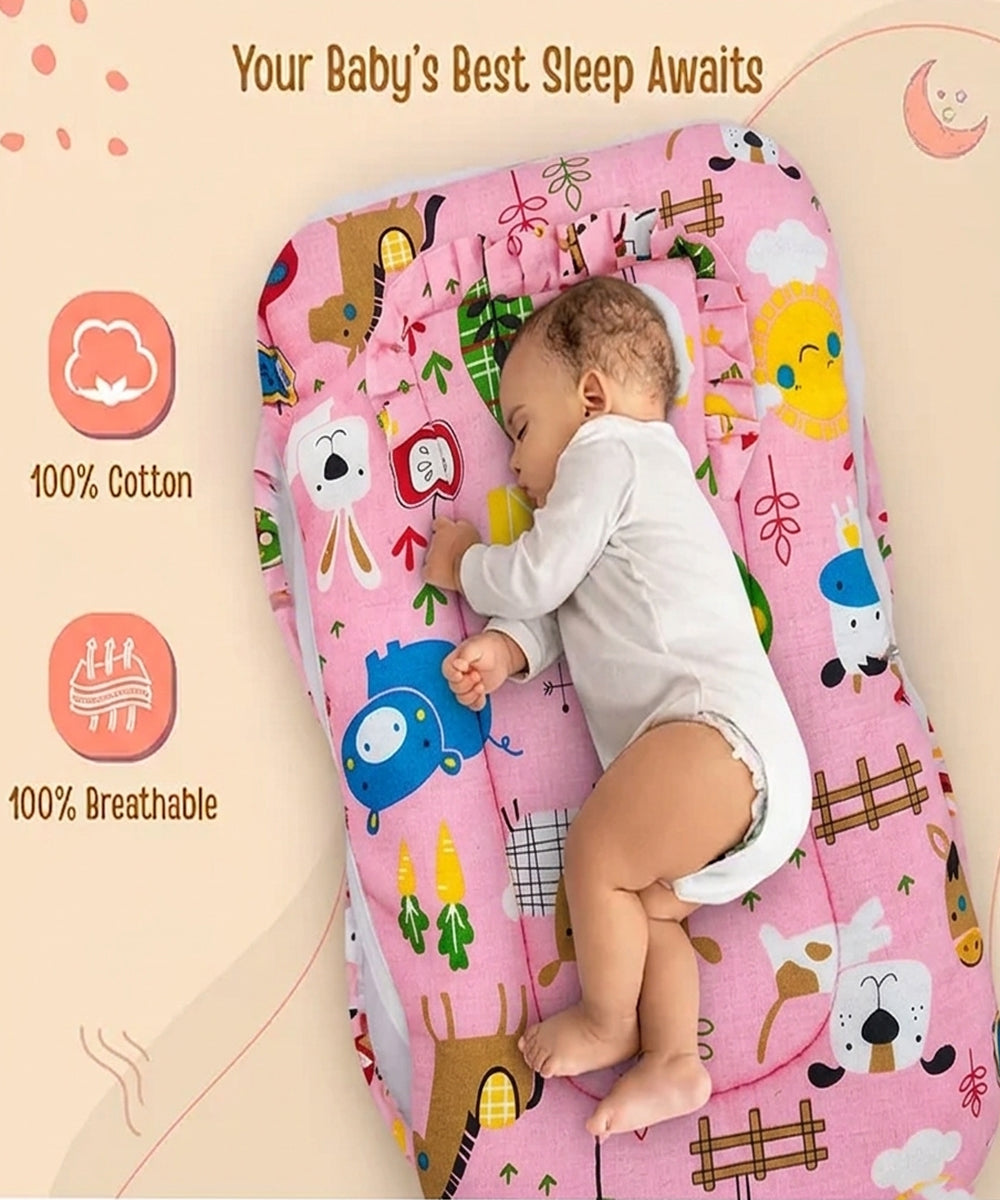 Unisex Pink Printed Cotton Baby Mosquito Net