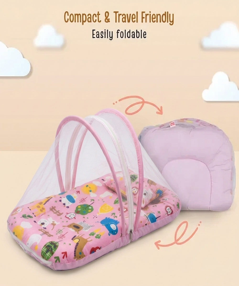 Unisex Pink Printed Cotton Baby Mosquito Net