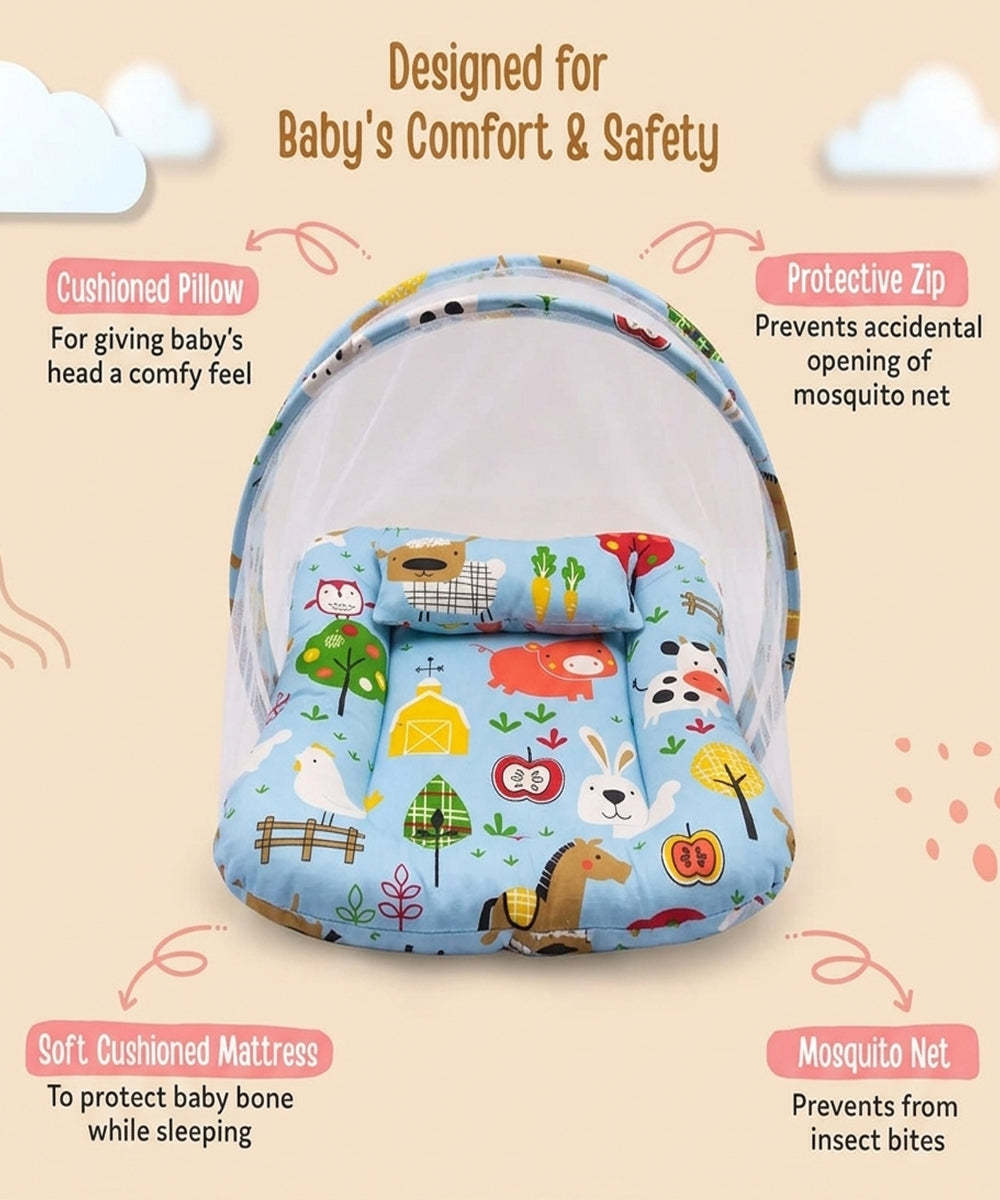 Unisex Blue Printed  Mosquito Net