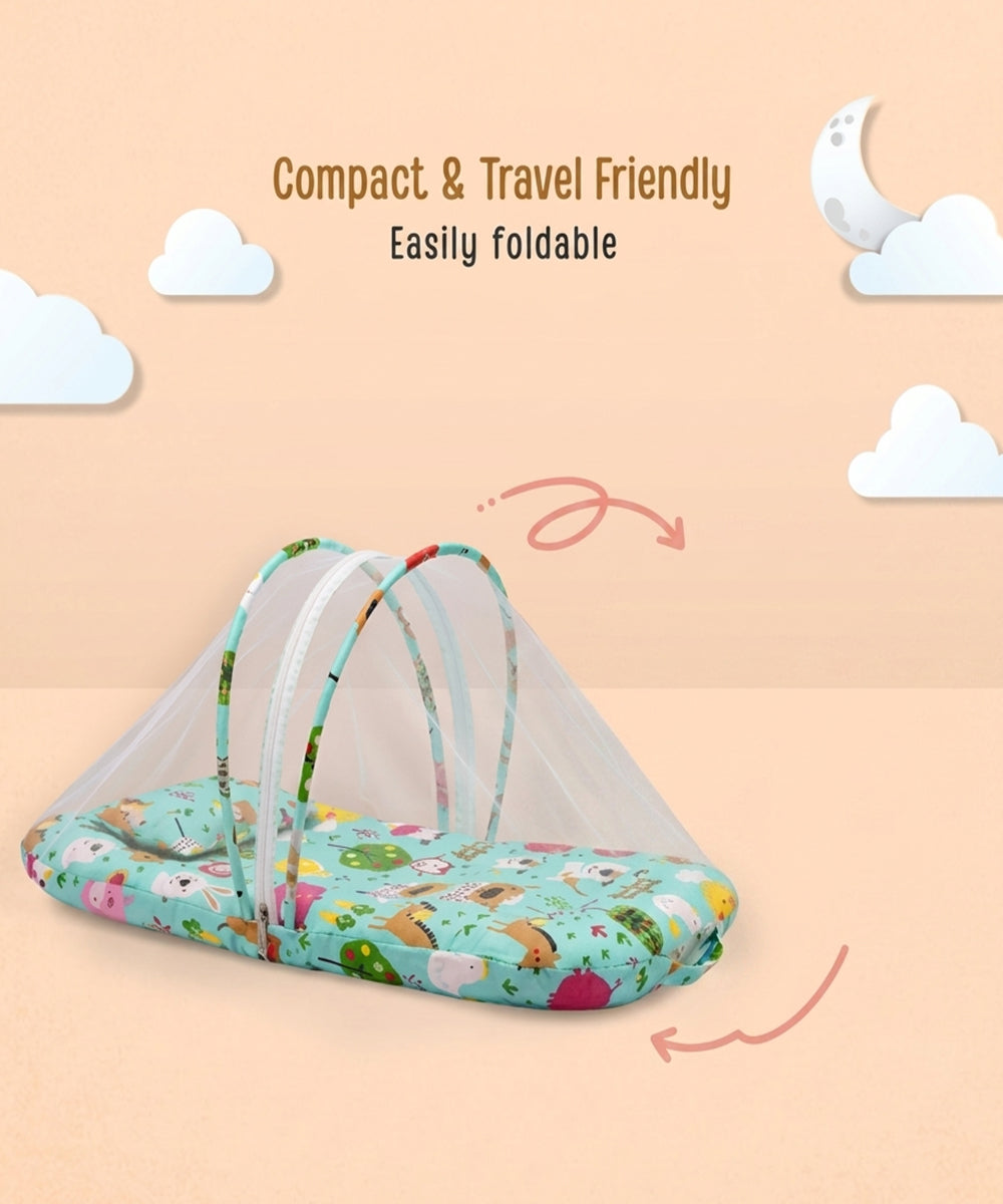 Unisex Green Printed Cotton Baby Mosquito Net