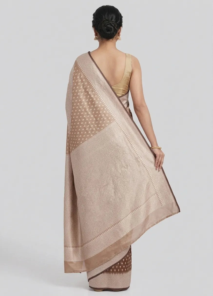 Women Coffee Brown & Beige Ethnic Motifs Woven Design Banarasi Saree