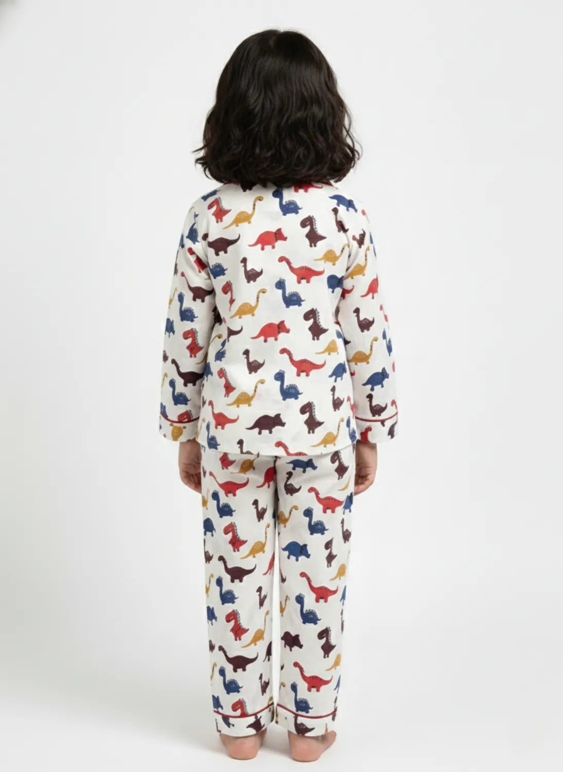 Kids Girls Full Sleeve Collared Pure Cotton Night Suit