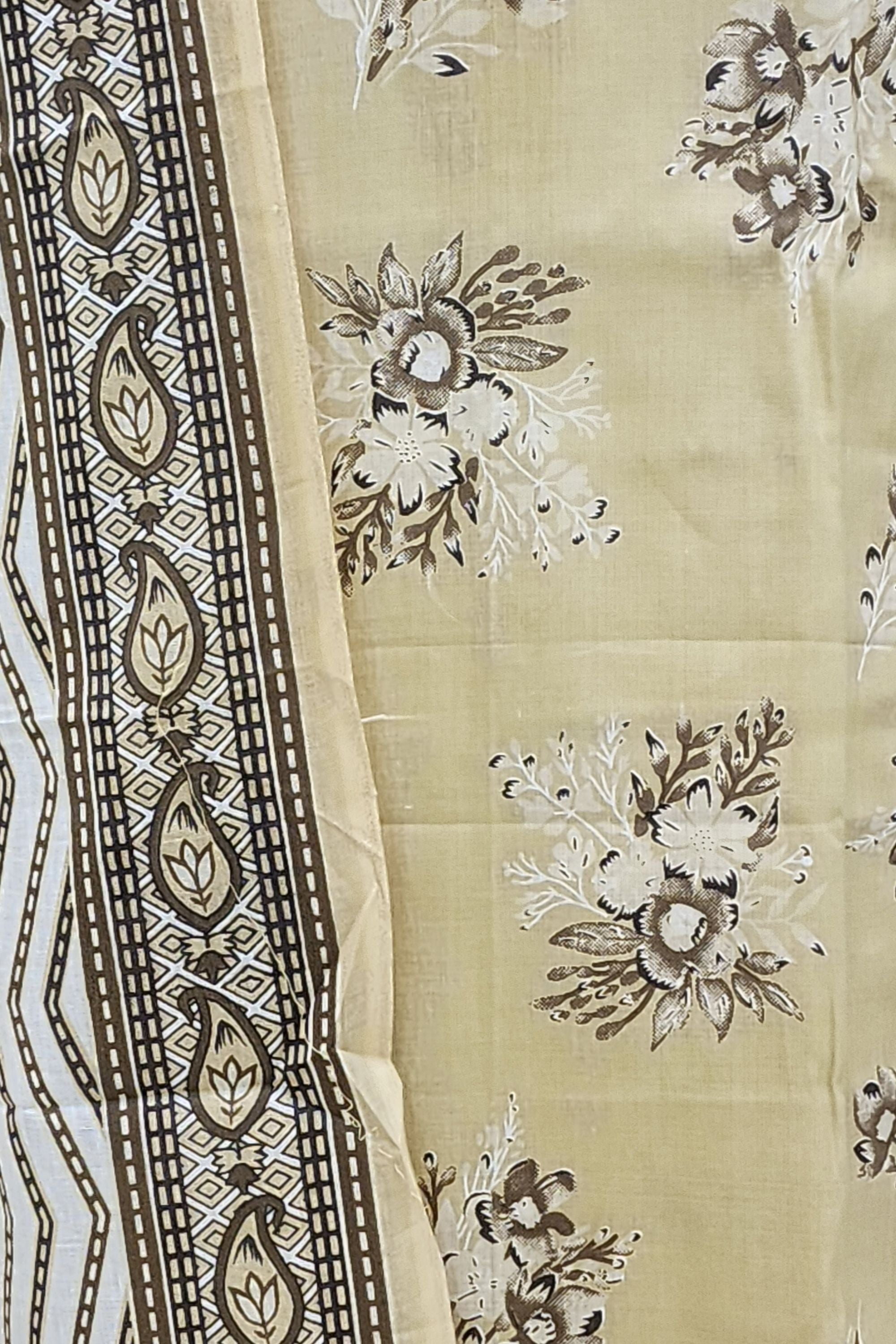 Women's Light Yellow  Floral Printed Cotton Unstitched Suit Set