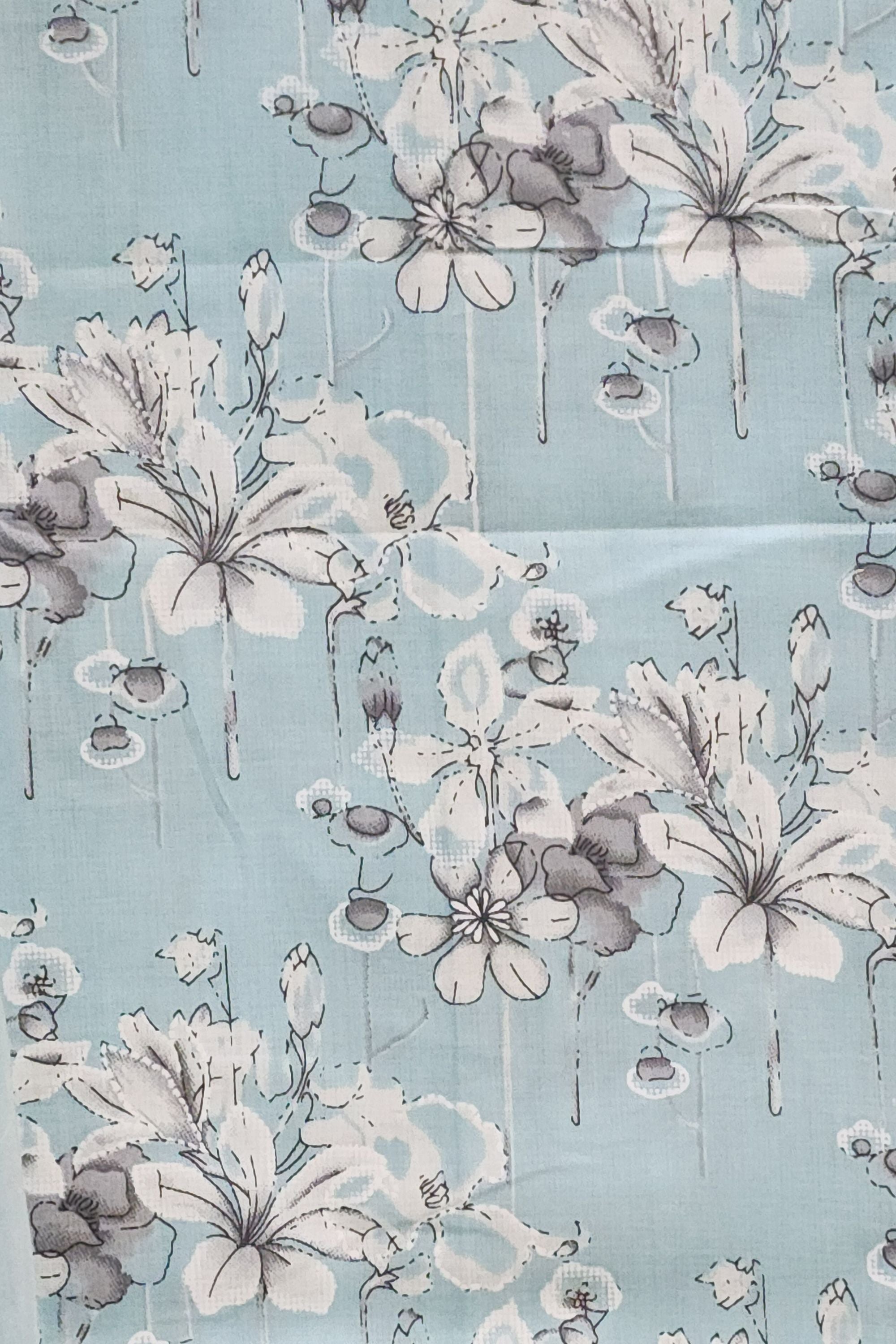 Women's Pure Cotton Sky Blue Floral Print Unstitched Suit