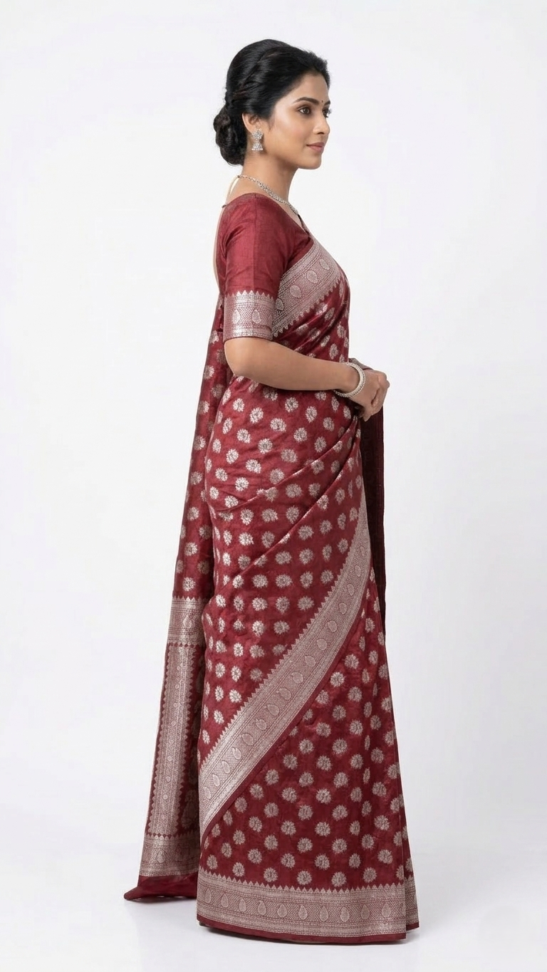 Maroon Woven Design Zari Banarasi Saree
