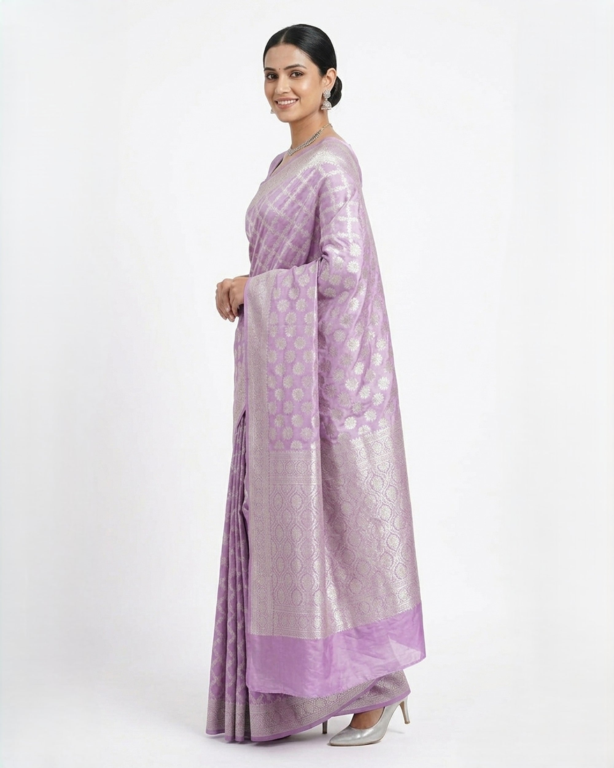 Lavender Woven Design Zari Banarasi Saree