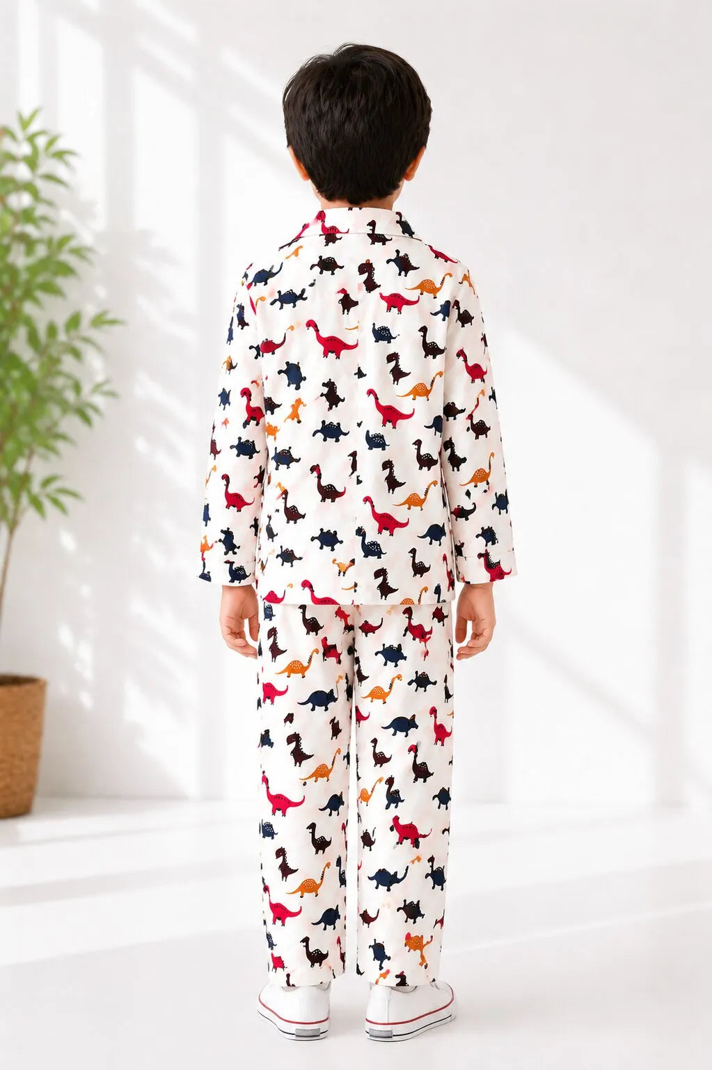 Kids Boys Full Sleeve Collared Pure Cotton Night Suit | Printed Pajama Set | Sleepwear for Kids Boys