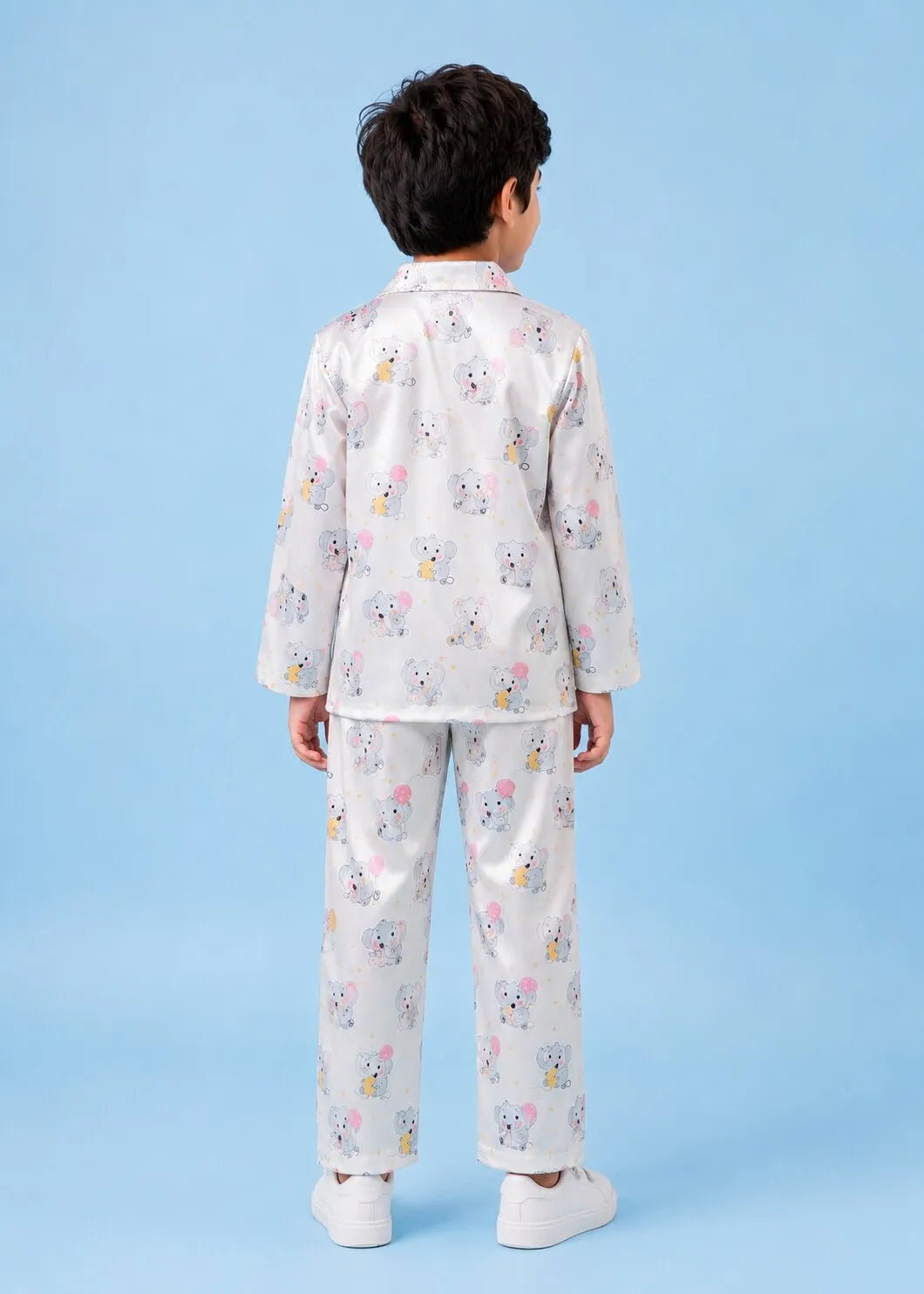 Kids' Satin Elephant & Balloon Print Night Suit