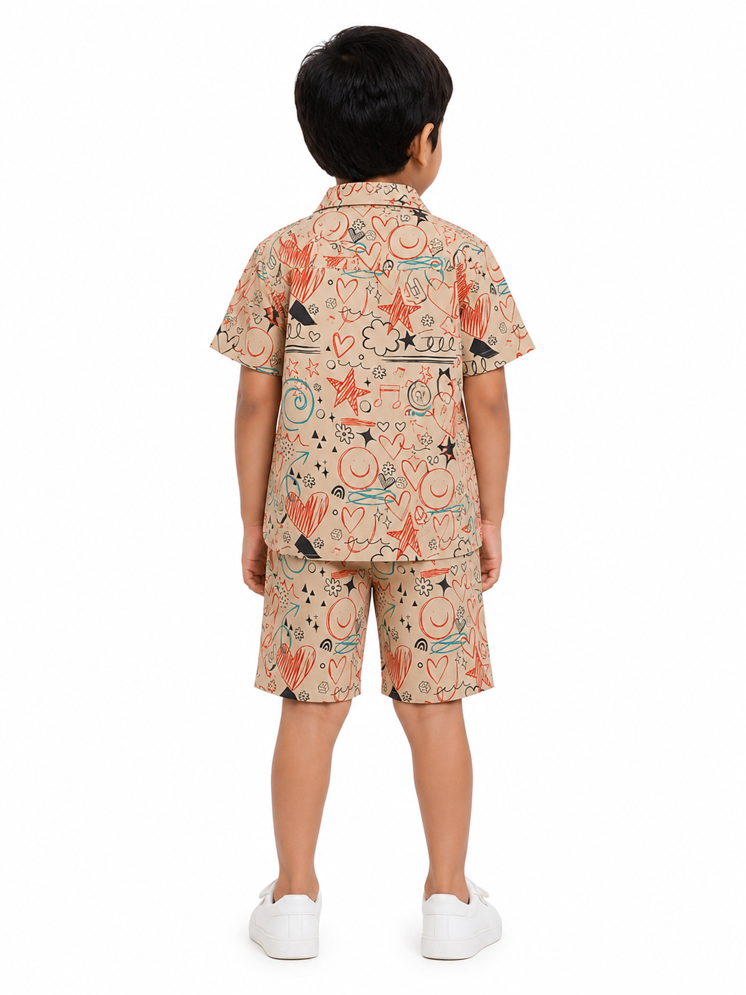Boys' Whimsical Doodle Print Poly-Knit Baba Suit