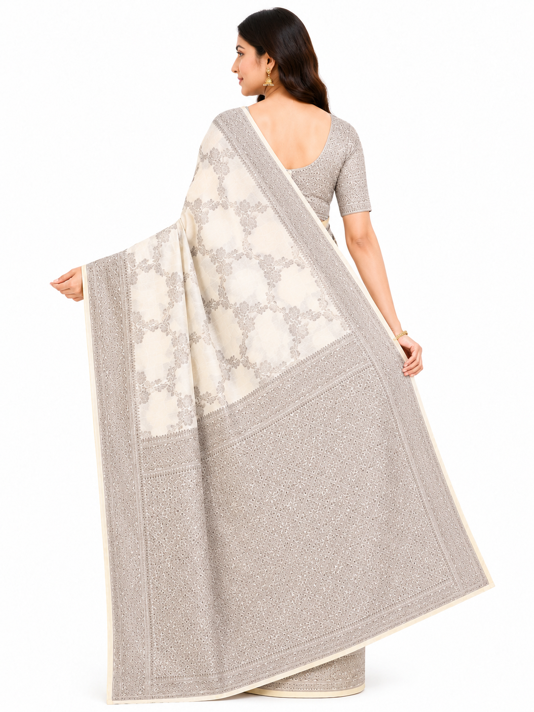 Women Cream & Champagne-Gold Ethnic Motifs Woven Design Art Silk Saree
