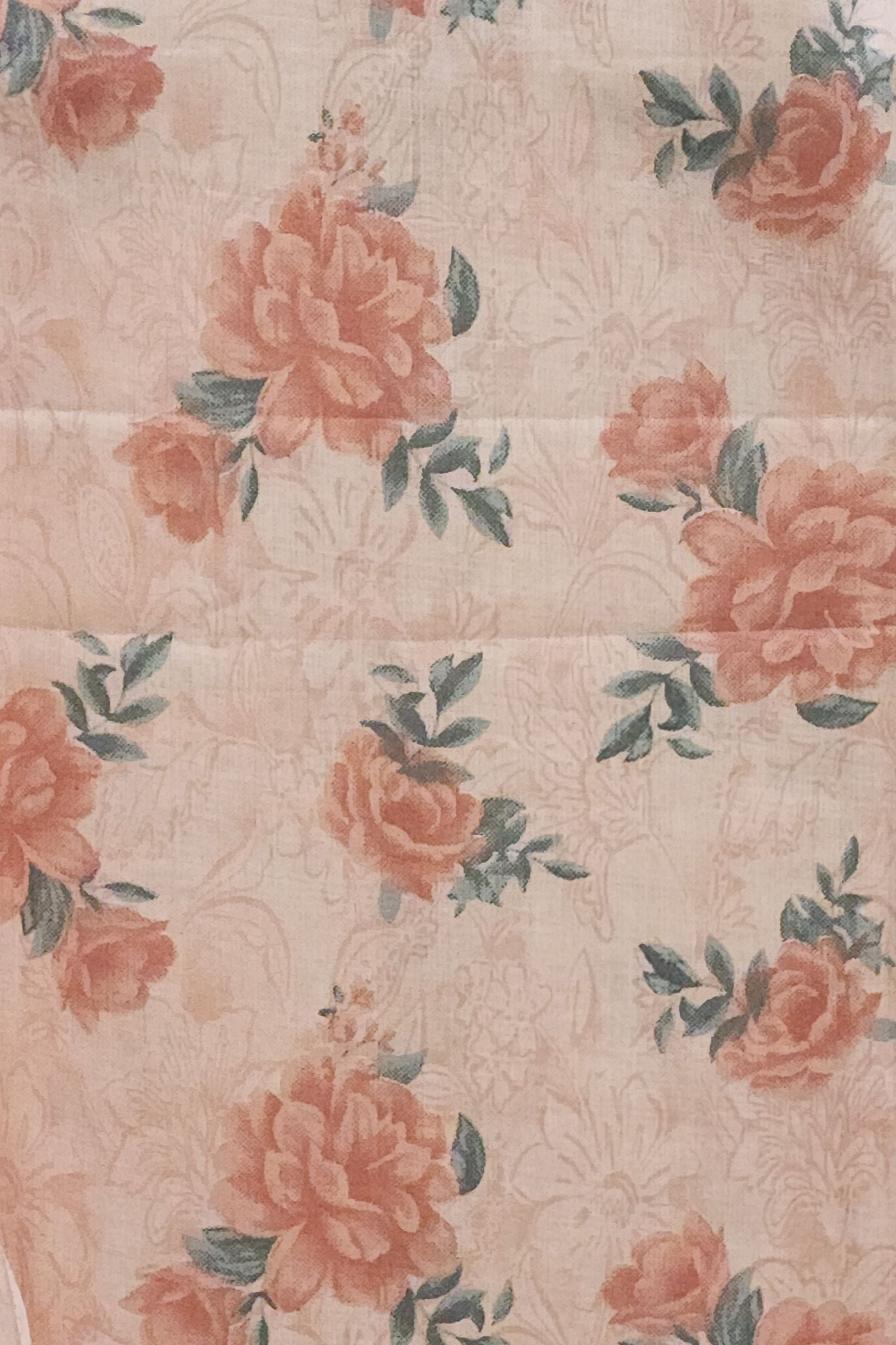 Women's Pure Cotton Peach Floral Print Unstitched Suit Set