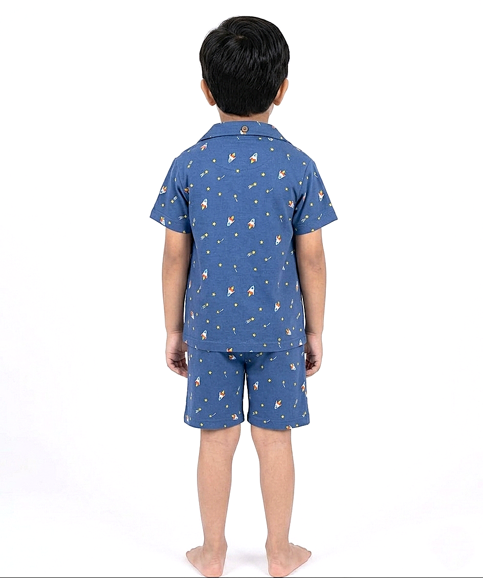 Boys' 3-Piece Rocket Print Poly-Knit Baba Suit