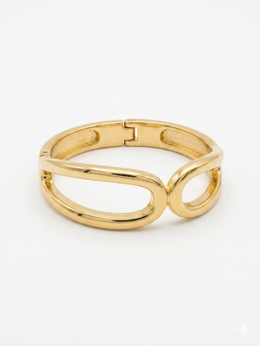 Modern Minimalist Gold-Plated Hinged Bangle