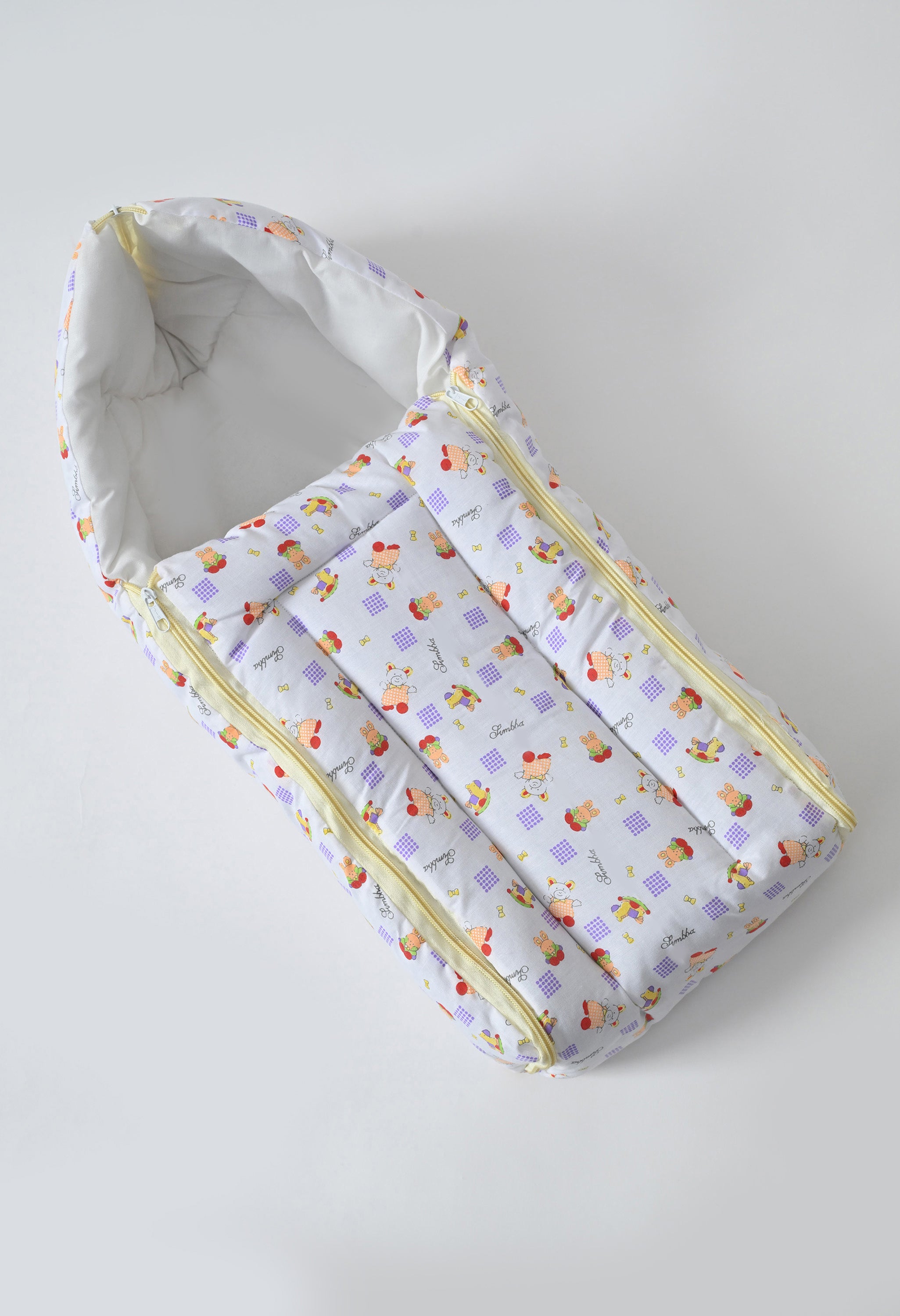 Unisex 5-Piece Newborn Baby Bedding Combo Set - Printed Mattress with Mosquito Net, Sleeping Bag, and Bolsters