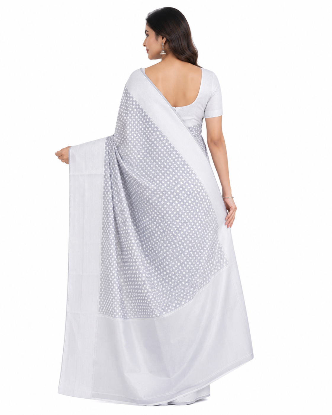 Steel Grey & Silver-Toned Woven Design Banarasi Saree with Unstitched Blouse