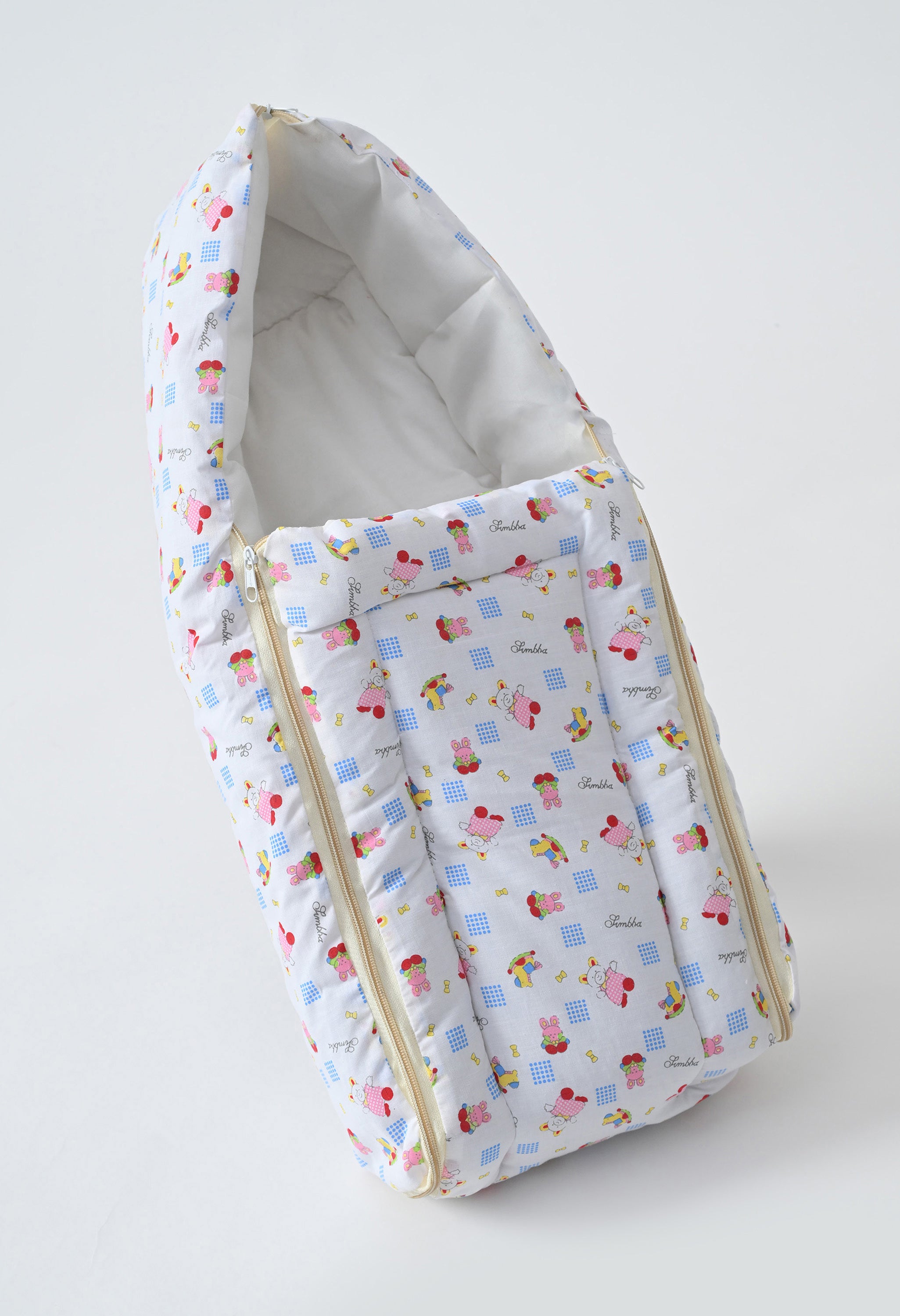 Unisex 5-Piece Newborn Baby Bedding Combo Set - Printed Mattress with Mosquito Net, Sleeping Bag, and Bolsters