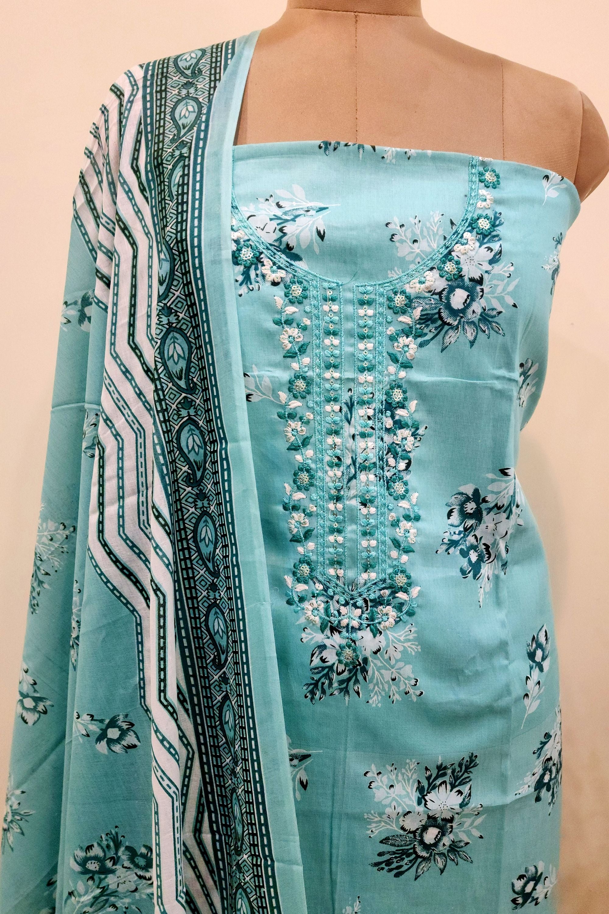 Women's Pure Cotton Floral Print Unstitched Suit Set