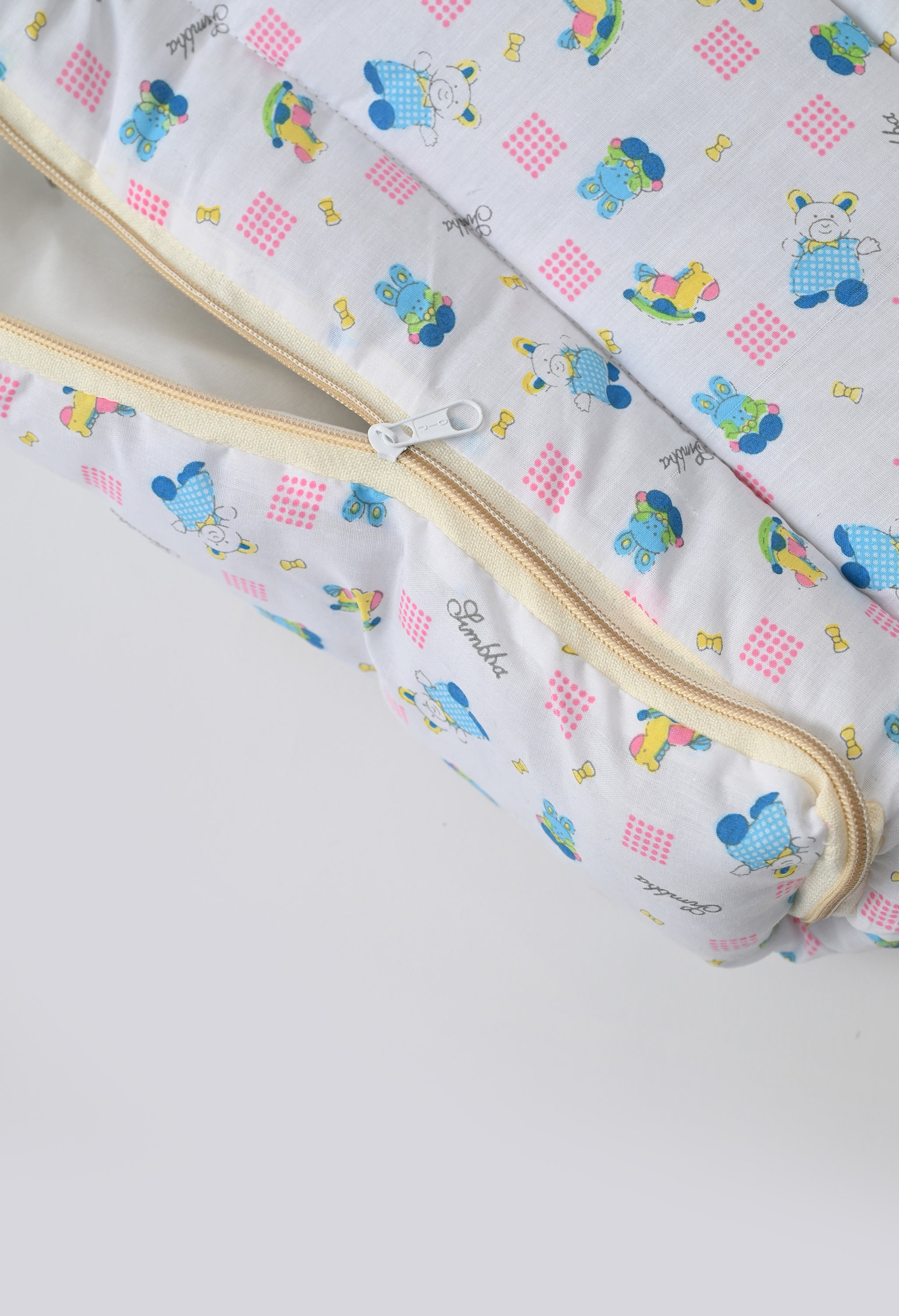 Unisex 5-Piece Newborn Baby Bedding Combo Set - Printed Mattress with Mosquito Net, Sleeping Bag, and Bolsters