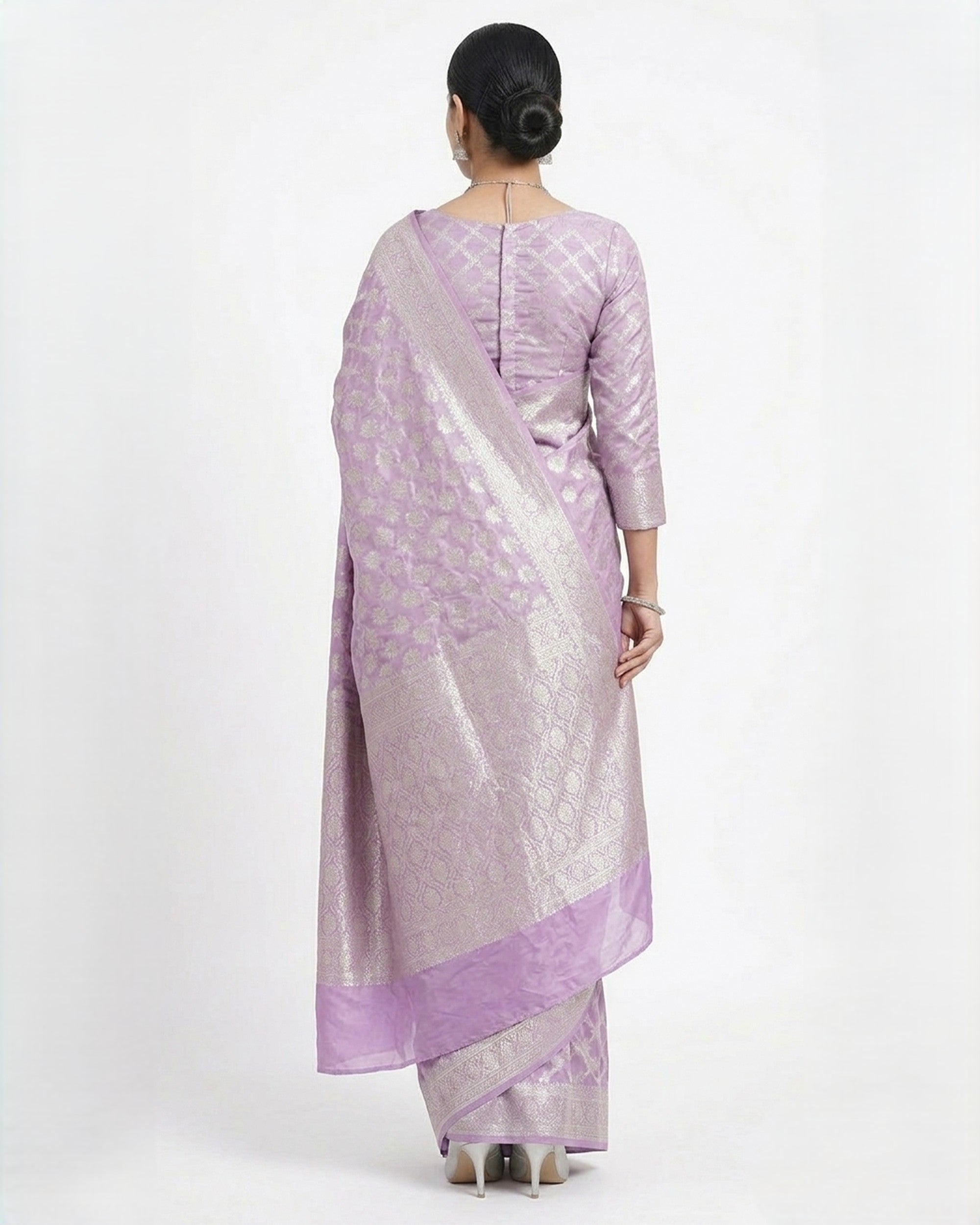 Lavender Woven Design Zari Banarasi Saree