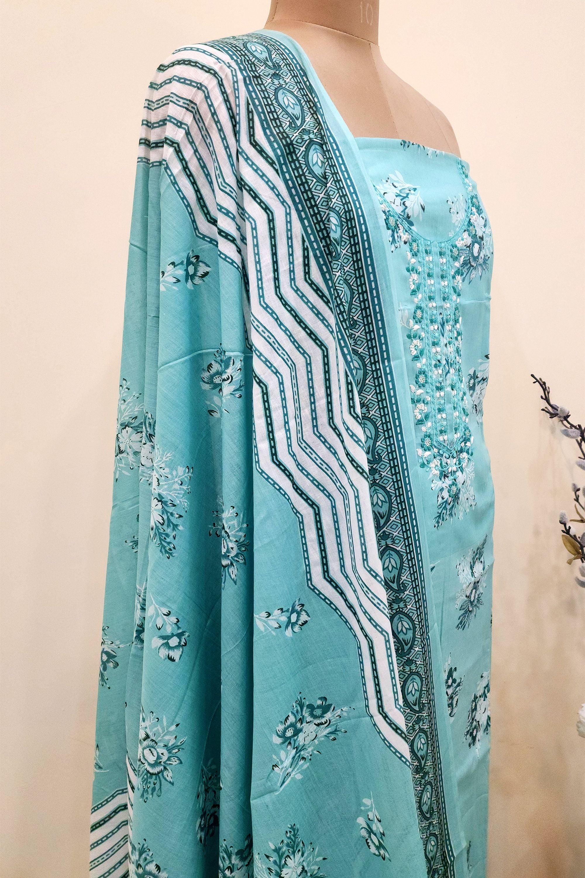 Women's Pure Cotton Floral Print Unstitched Suit Set