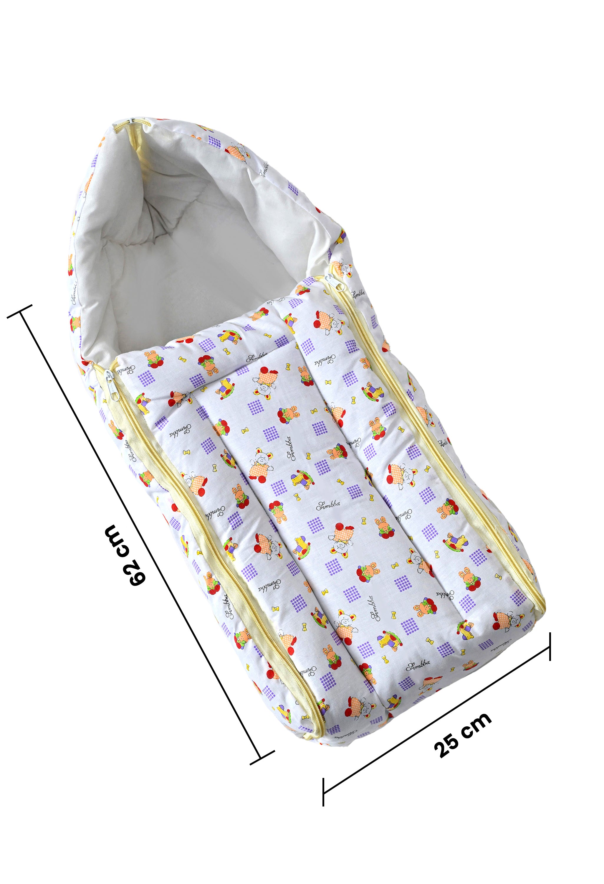 Unisex 5-Piece Newborn Baby Bedding Combo Set - Printed Mattress with Mosquito Net, Sleeping Bag, and Bolsters