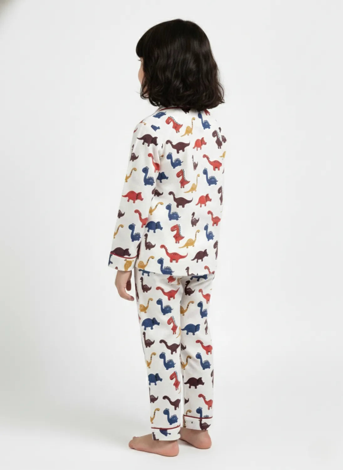 Kids Girls Full Sleeve Collared Pure Cotton Night Suit