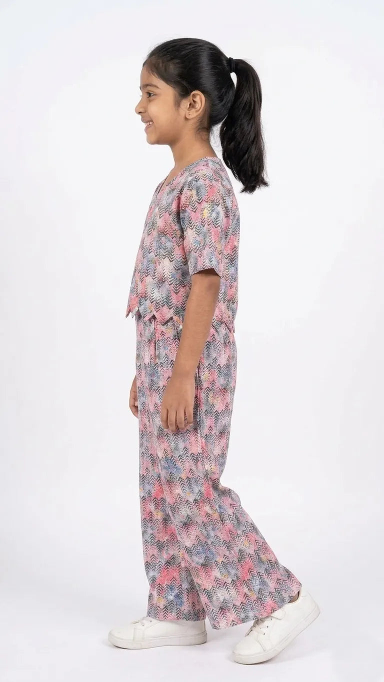Girls' Chevron Print Loungewear Set