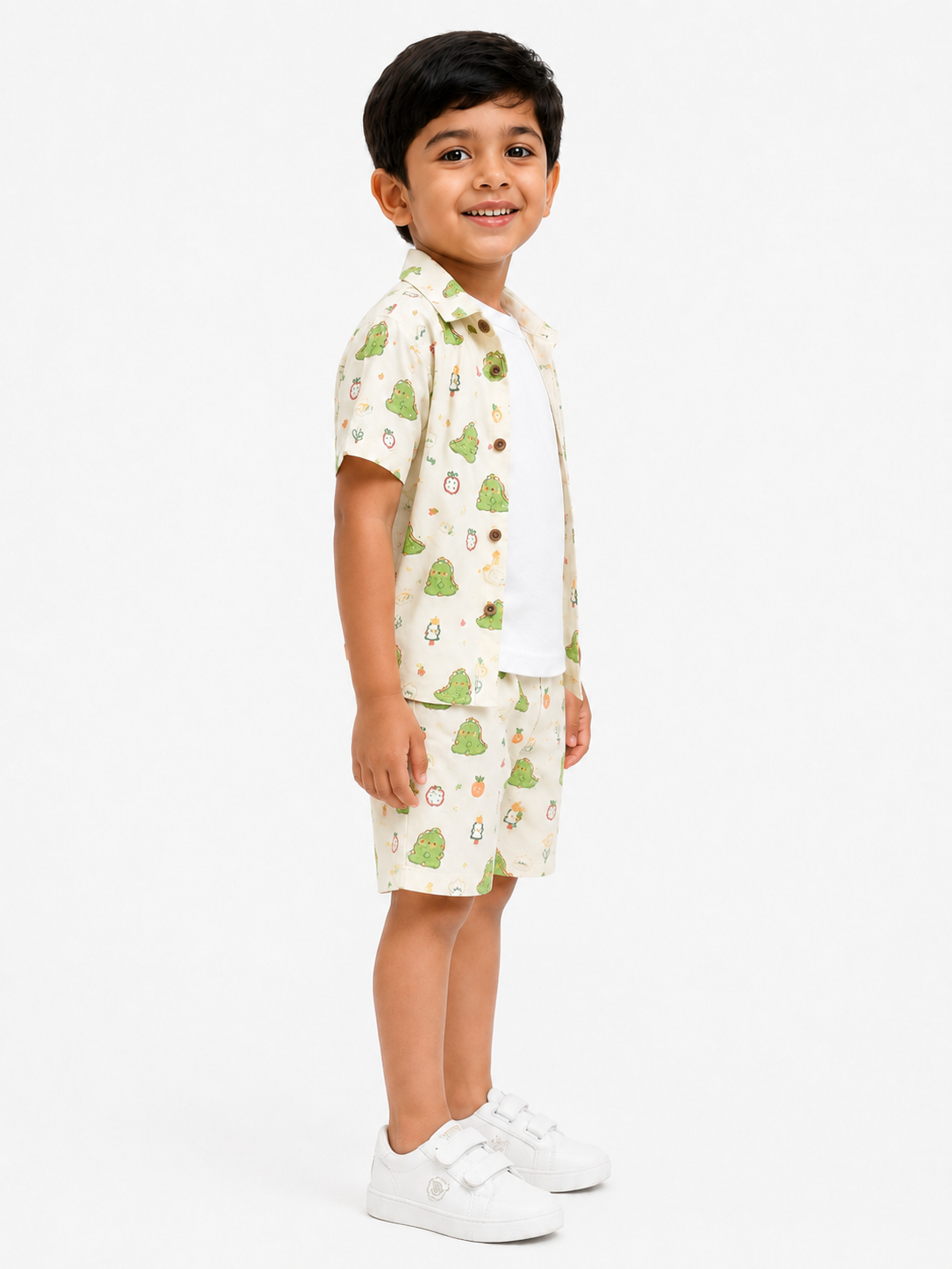 Boys' Playful Dinosaur Print Poly-Knit Baba Suit