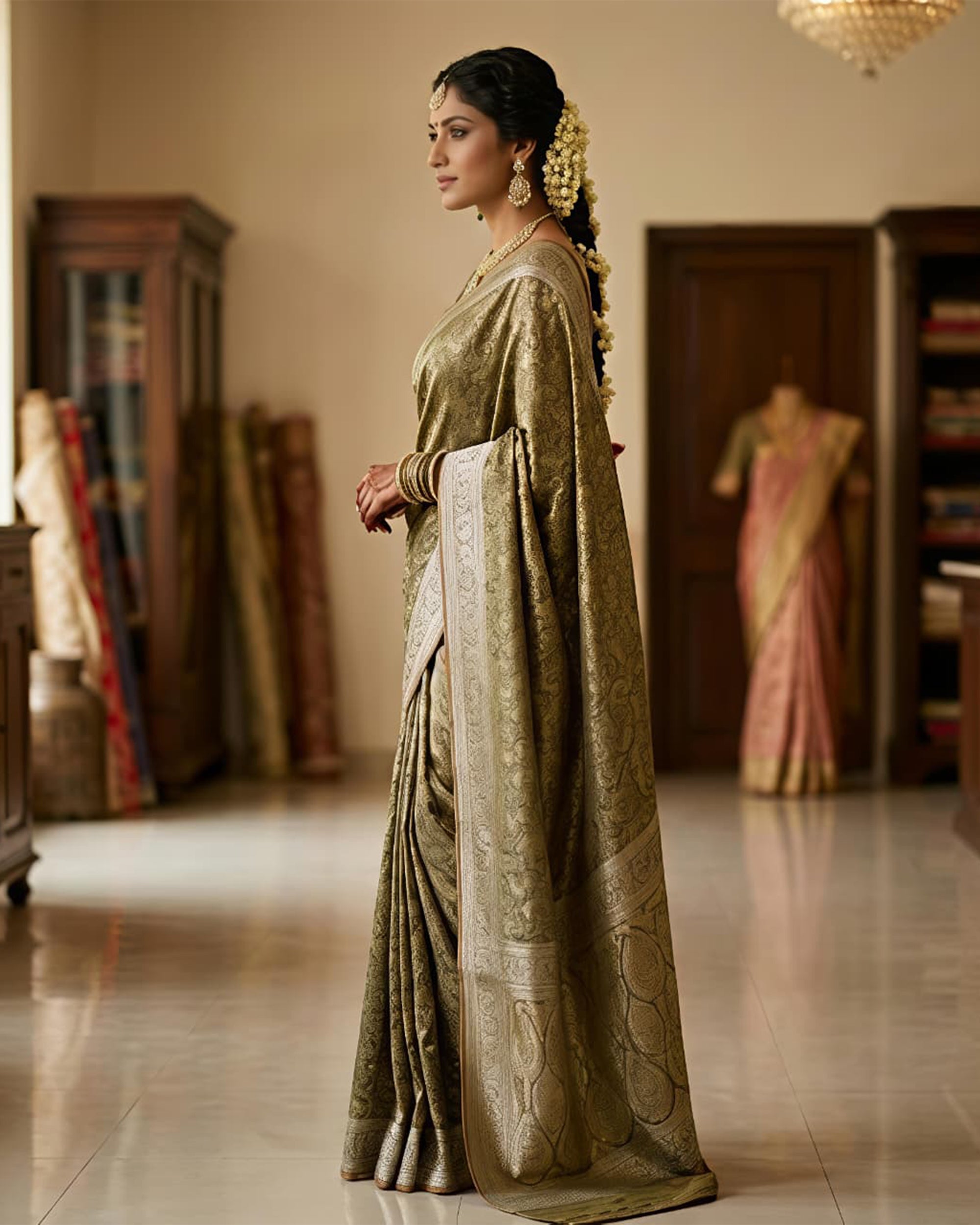 Woven Design Zari Silk Blend Banarasi Saree