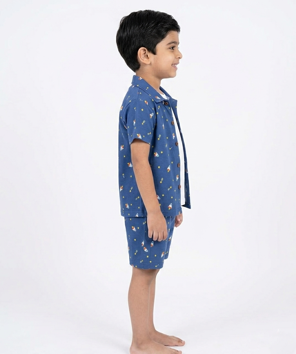 Boys' 3-Piece Rocket Print Poly-Knit Baba Suit