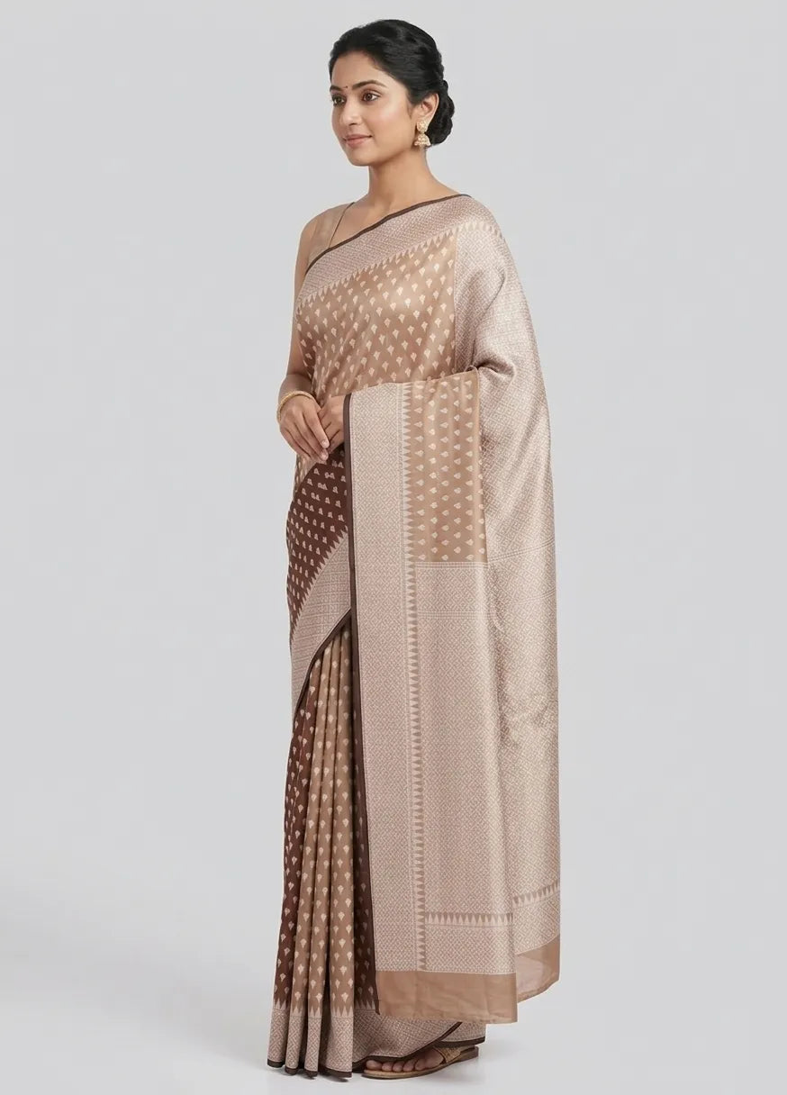 Women Coffee Brown & Beige Ethnic Motifs Woven Design Banarasi Saree