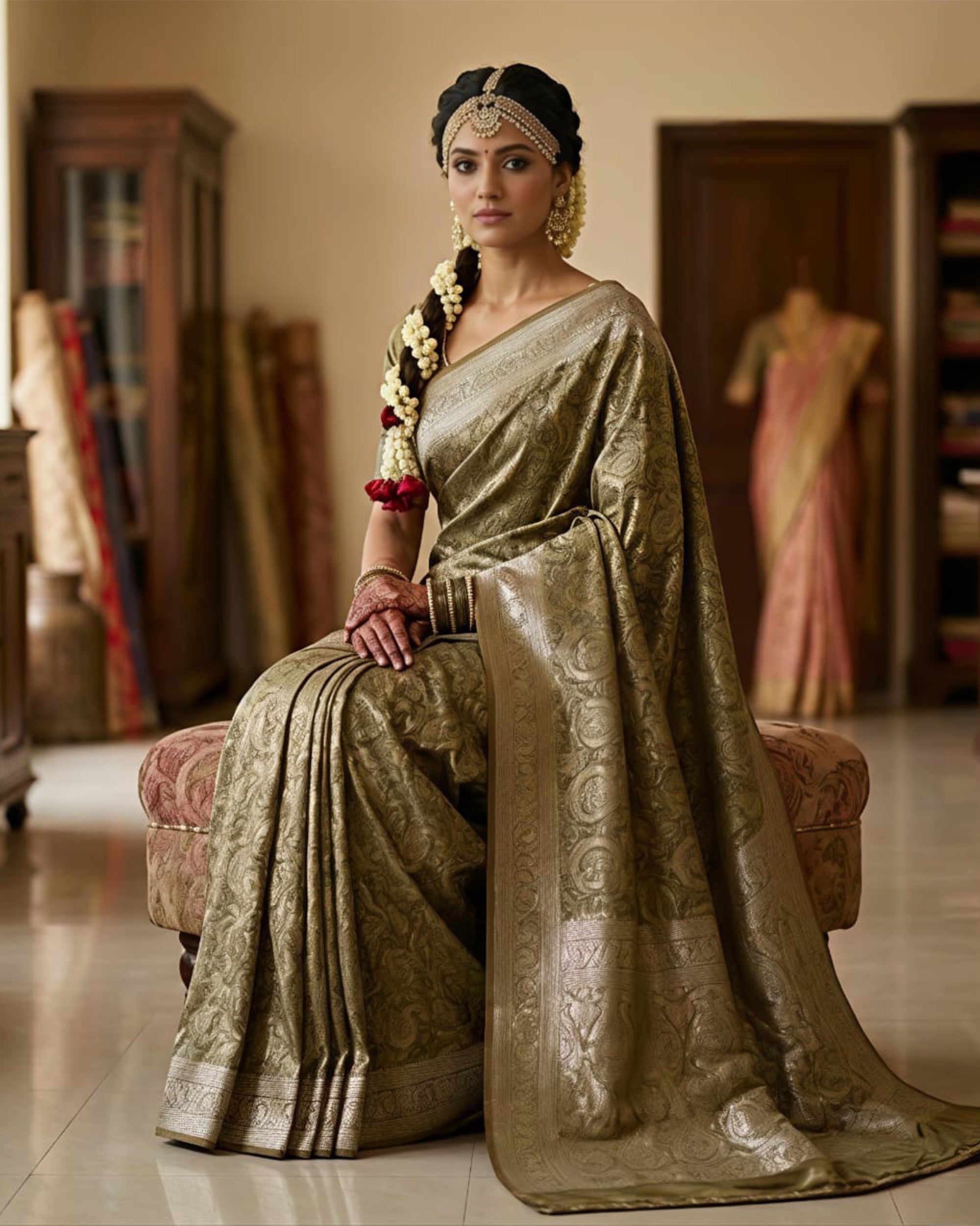 Woven Design Zari Silk Blend Banarasi Saree