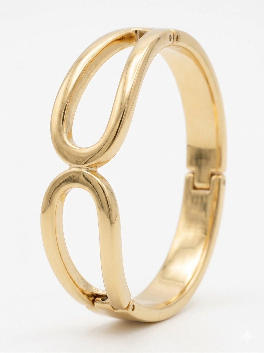 Modern Minimalist Gold-Plated Hinged Bangle