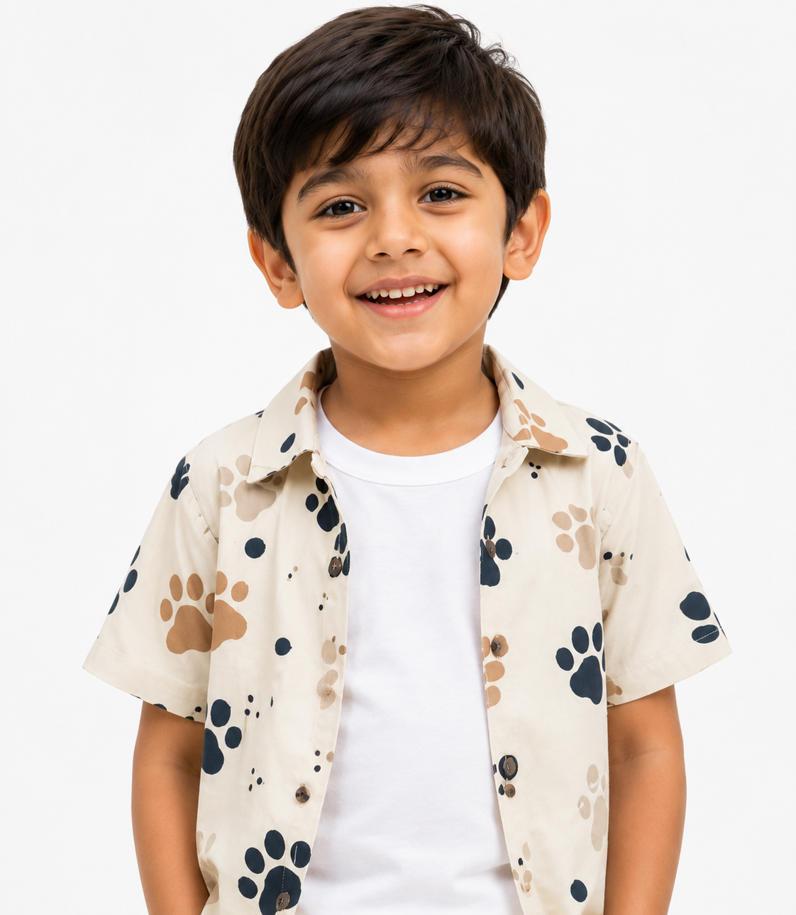 Boys' Playful Paw Print Poly-Knit Baba Suit
