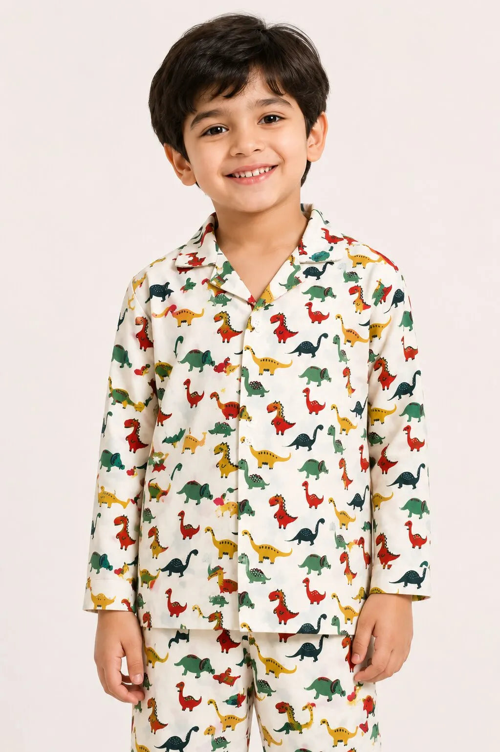 Kids' Dinosaur Print Cotton Night Suit