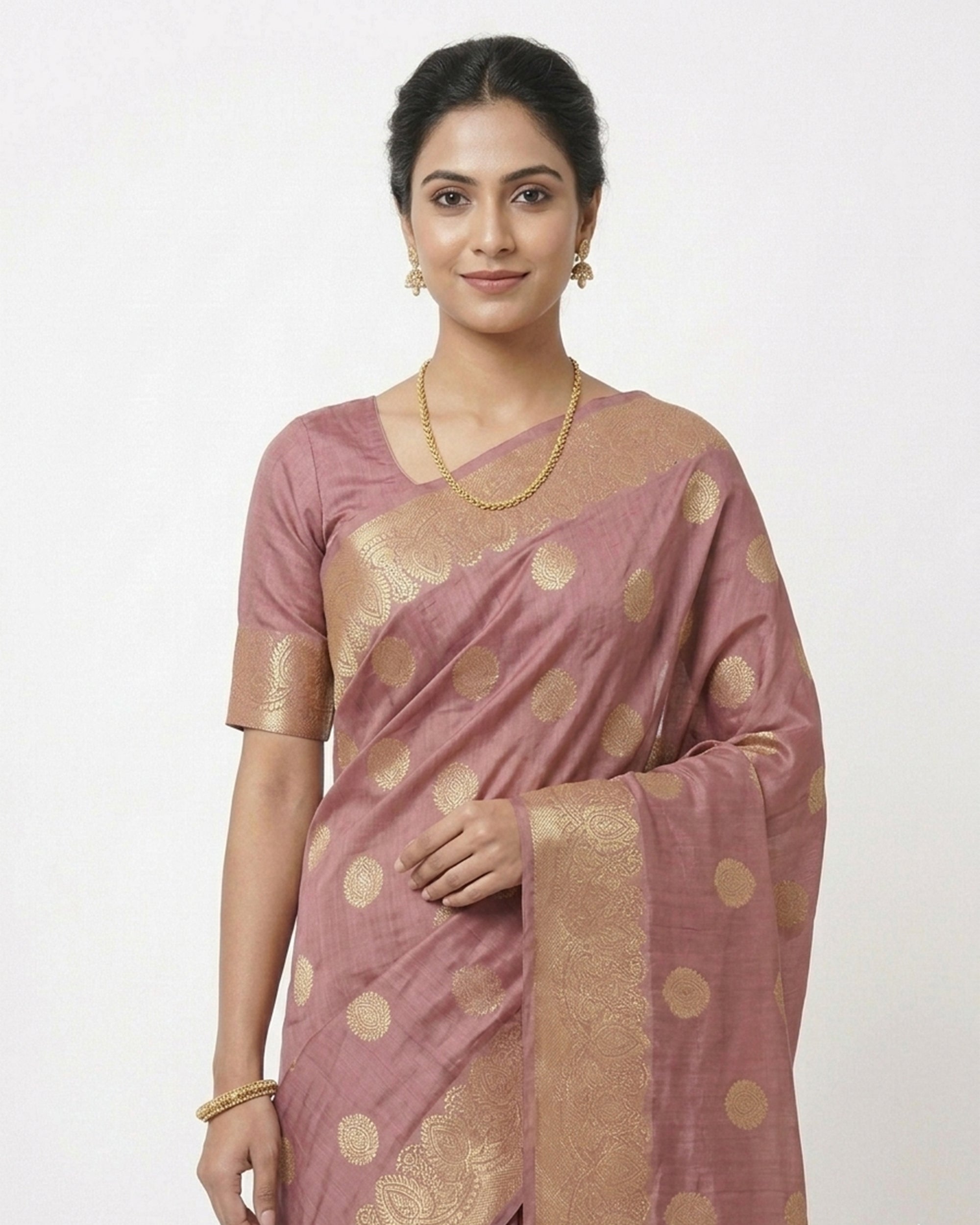 Mauve & Gold-Toned Silk Blend Zari Woven Design Banarasi Saree