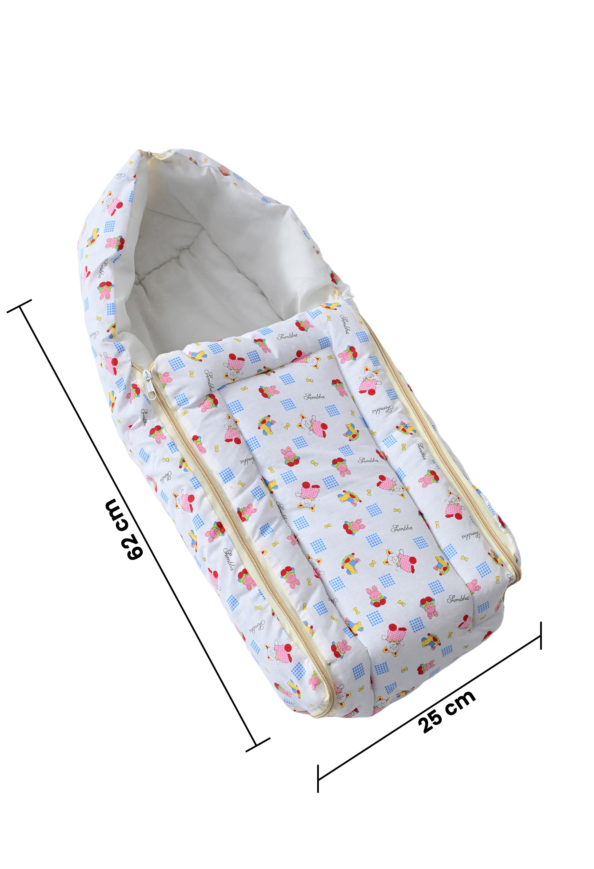 Unisex 5-Piece Newborn Baby Bedding Combo Set - Printed Mattress with Mosquito Net, Sleeping Bag, and Bolsters