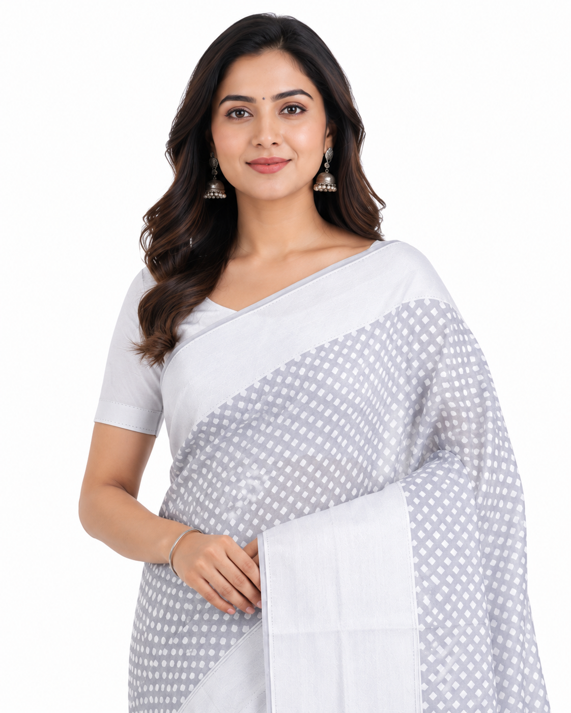 Steel Grey & Silver-Toned Woven Design Banarasi Saree with Unstitched Blouse