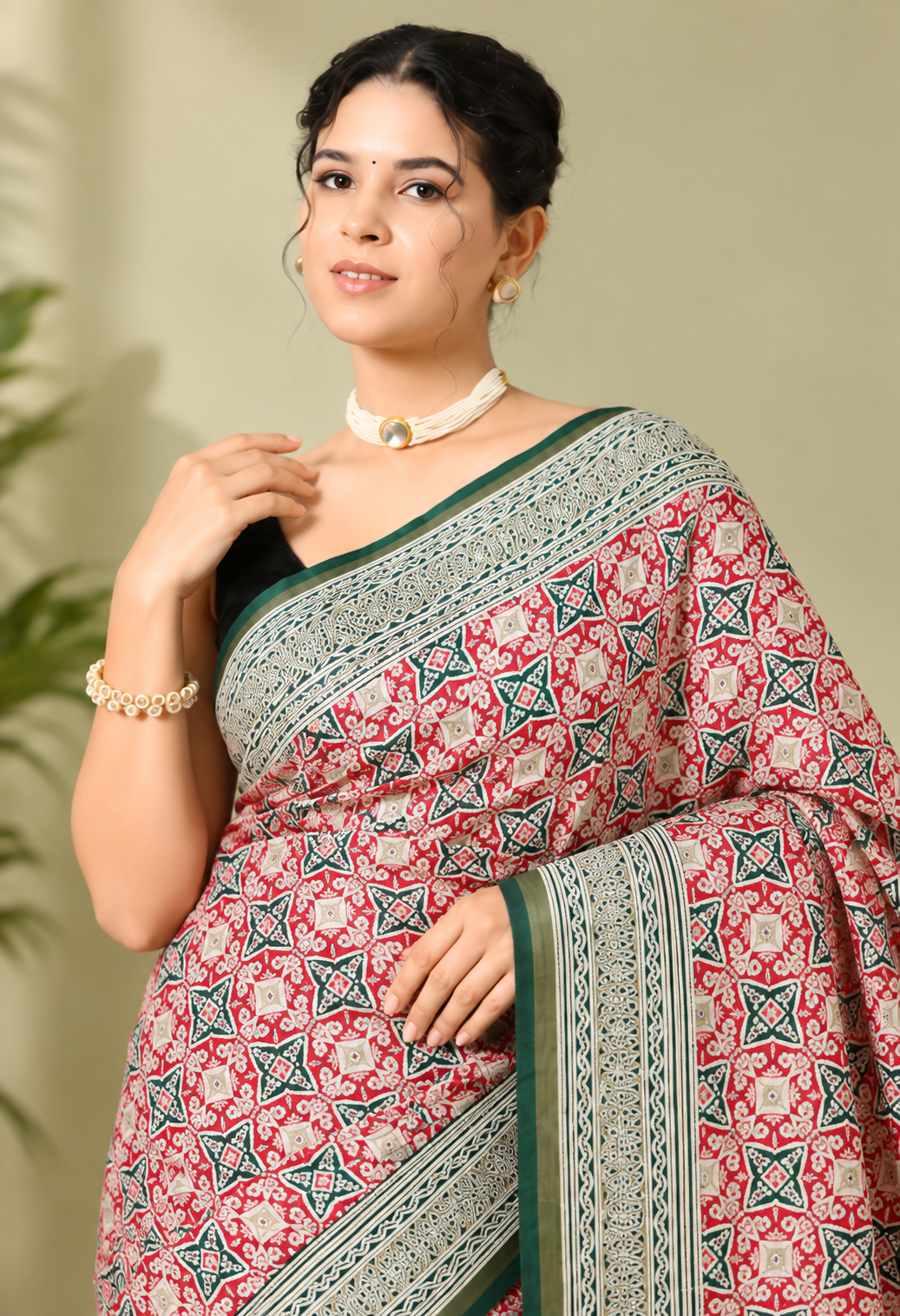 Elegant Multicolour Floral Printed Saree with Green Traditional Border