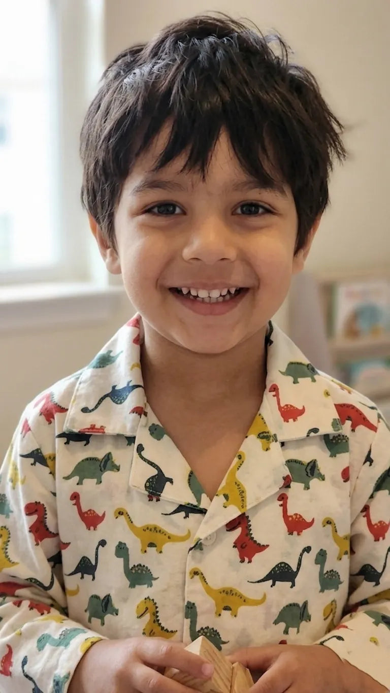 Kids' Dinosaur Print Cotton Night Suit
