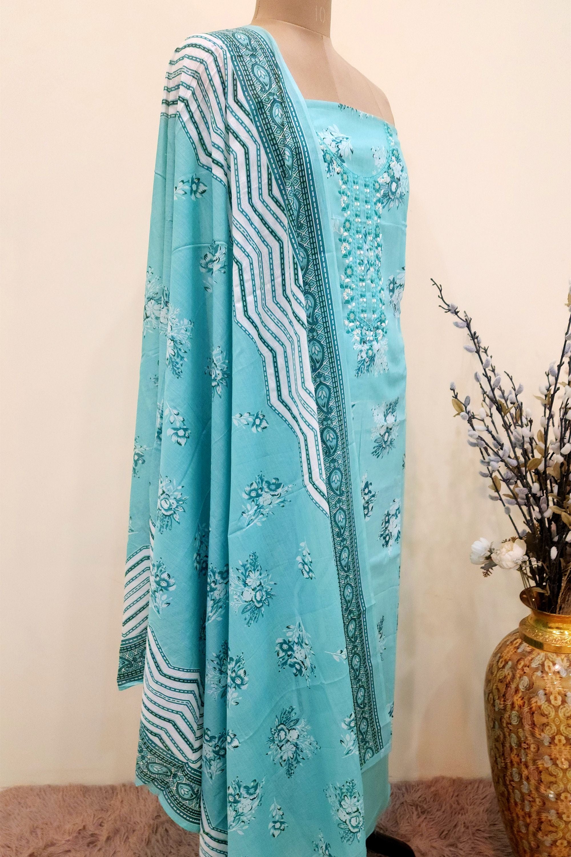 Women's Pure Cotton Floral Print Unstitched Suit Set