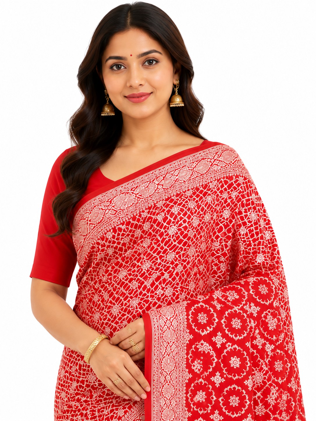 Red & Gold-Toned Ethnic Motifs Woven Design Banarasi Saree